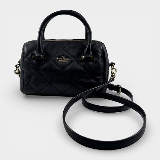 Kate Spade NY Black Quilted Leather Crossbody Top Handle Bag