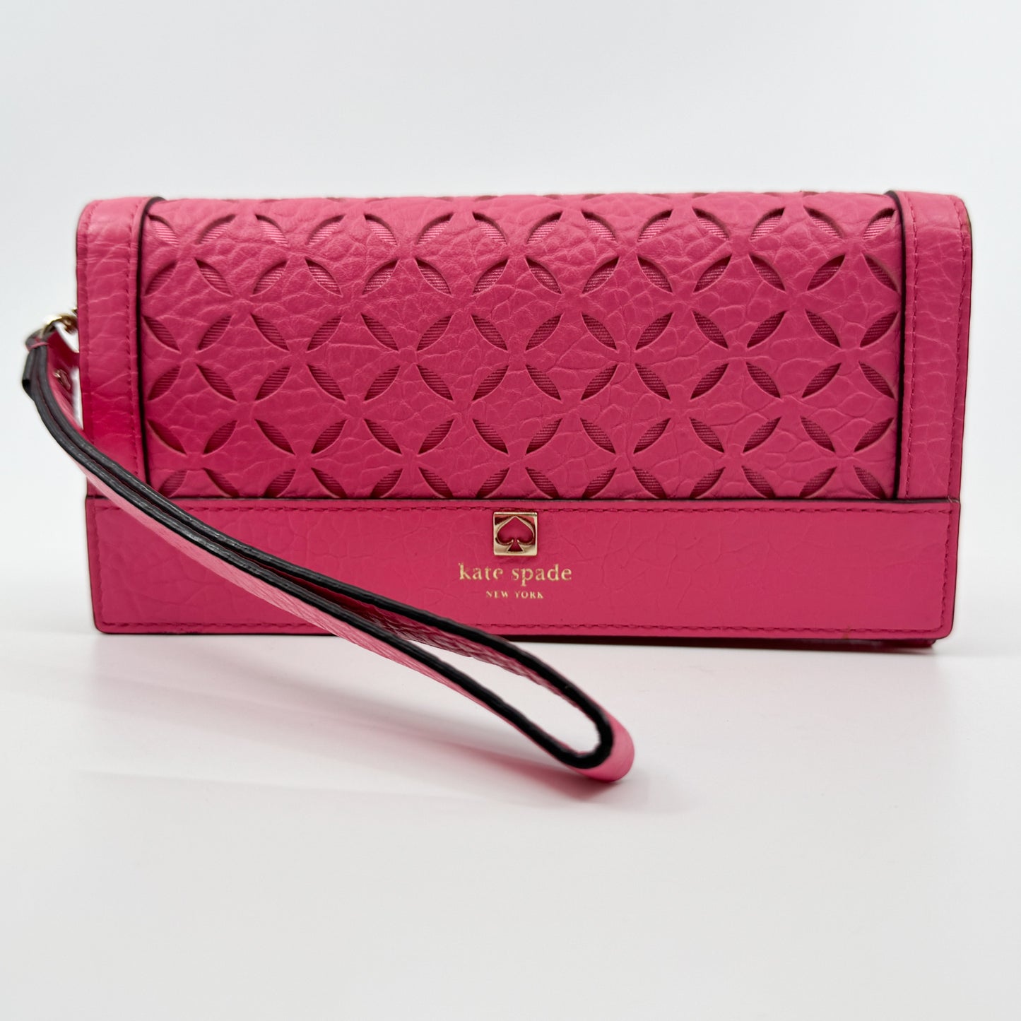 Kate Spade Bright Pink Laser Cut Perry Lane Wristlet Wallet
