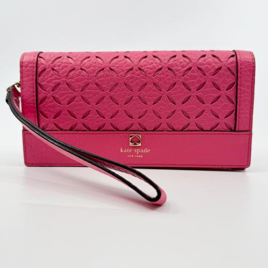 Kate Spade Bright Pink Laser Cut Perry Lane Wristlet Wallet