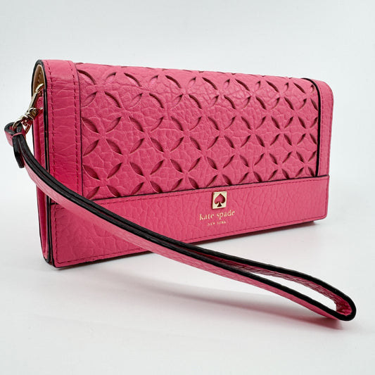 Kate Spade Bright Pink Laser Cut Perry Lane Wristlet Wallet