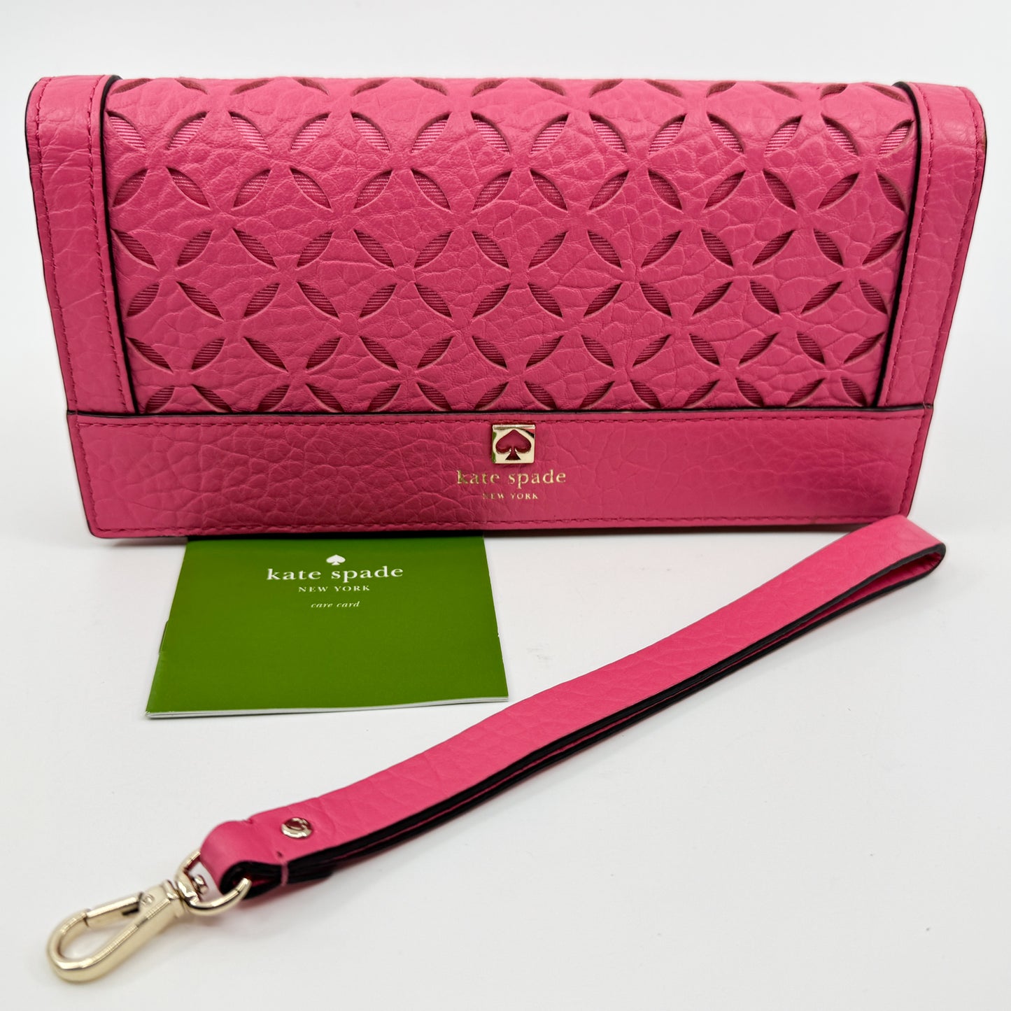 Kate Spade Bright Pink Laser Cut Perry Lane Wristlet Wallet
