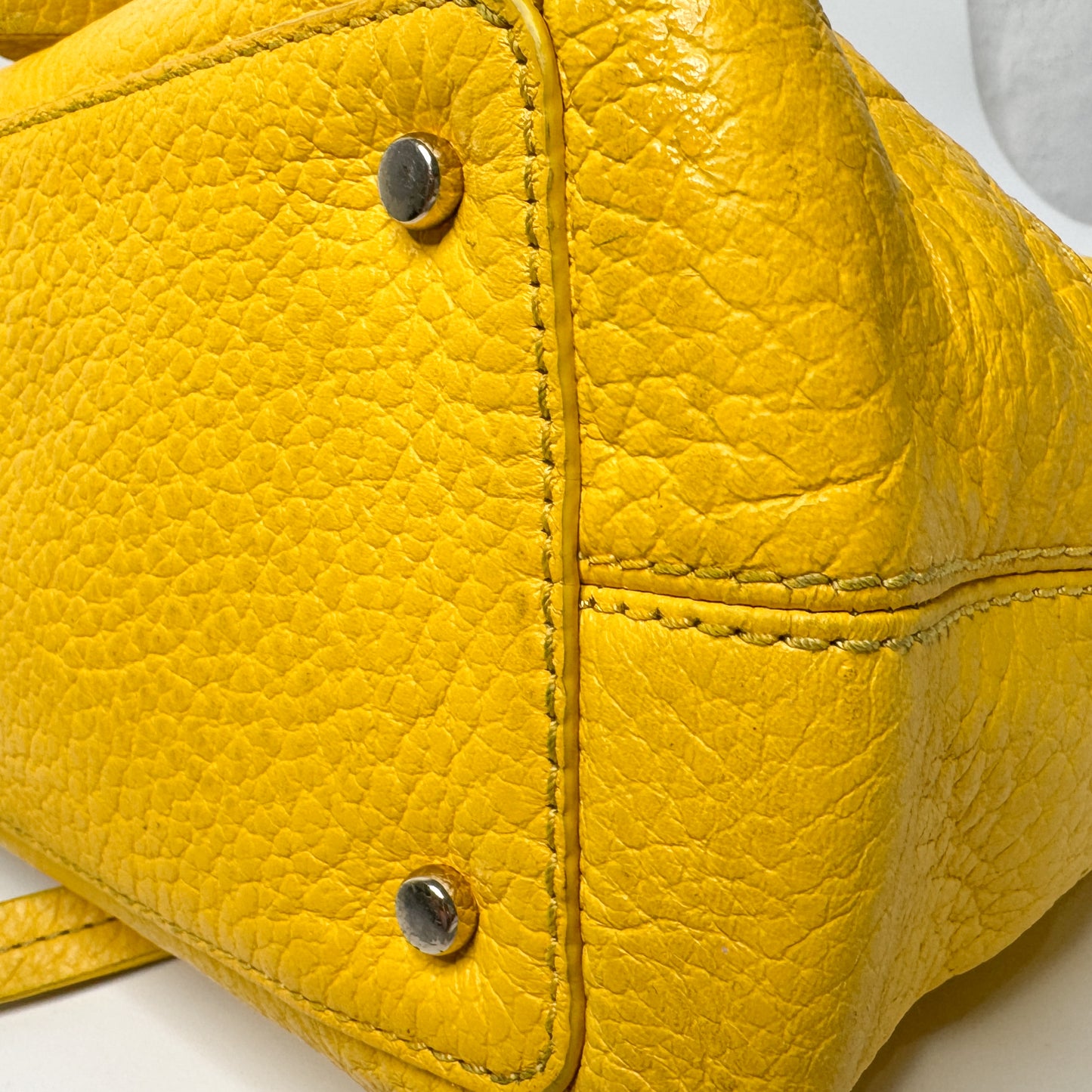 Kate Spade NY Yellow Pebbled Leather Grove Court Lainey Top Handle Bag