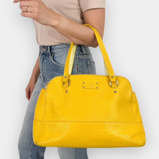 Kate Spade NY Yellow Pebbled Leather Grove Court Lainey Top Handle Bag