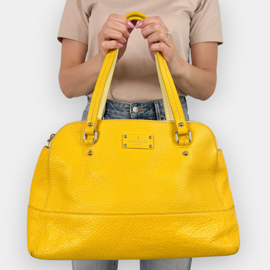 Kate Spade NY Yellow Pebbled Leather Grove Court Lainey Top Handle Bag