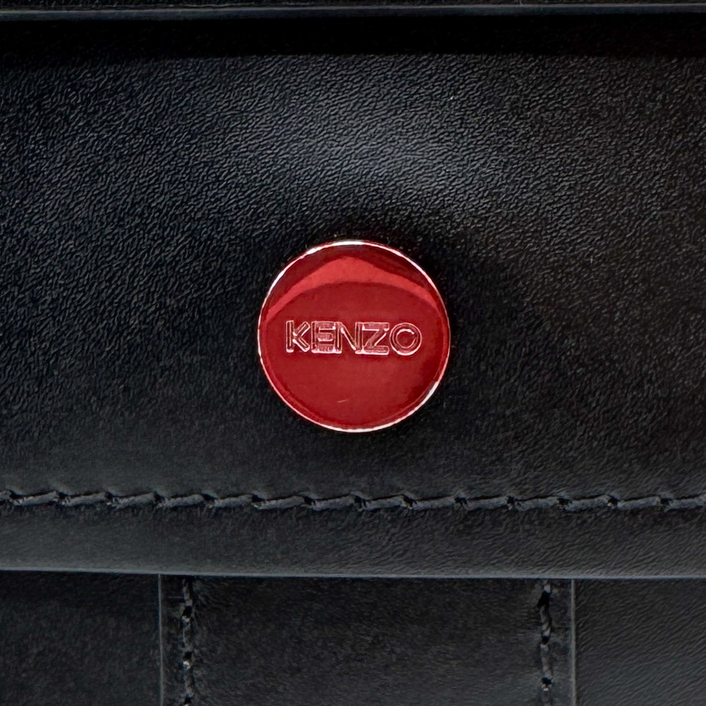 Kenzo Paris Black Leather Multicoloured Grommet Folio Case Clutch Bag