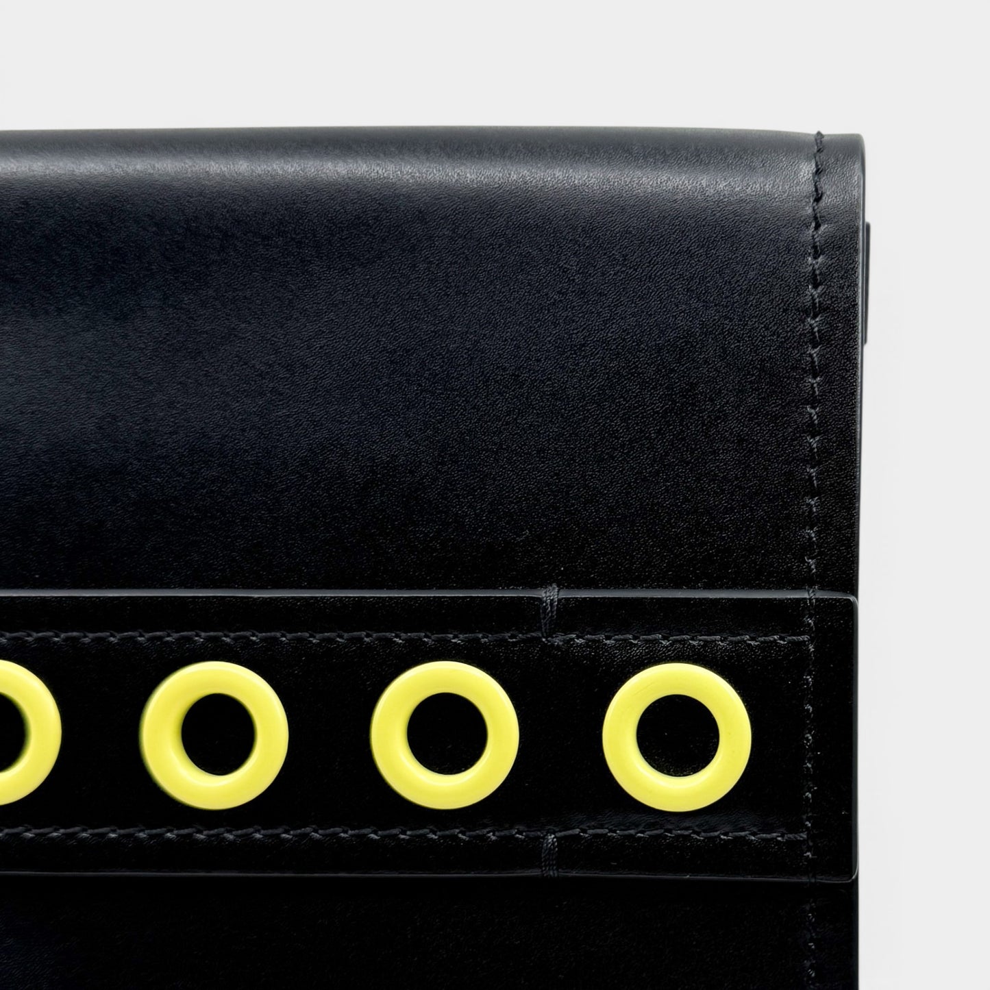 Kenzo Paris Black Leather Multicoloured Grommet Folio Case Clutch Bag