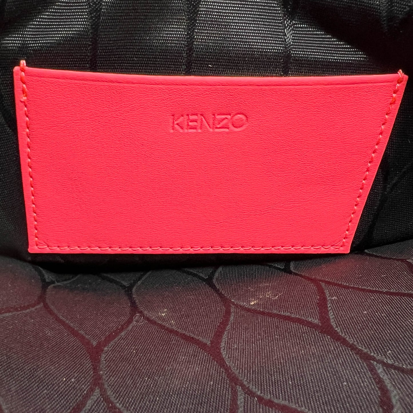 Kenzo Bright Hot Pink Tiger Embossed Zip Clutch Bag