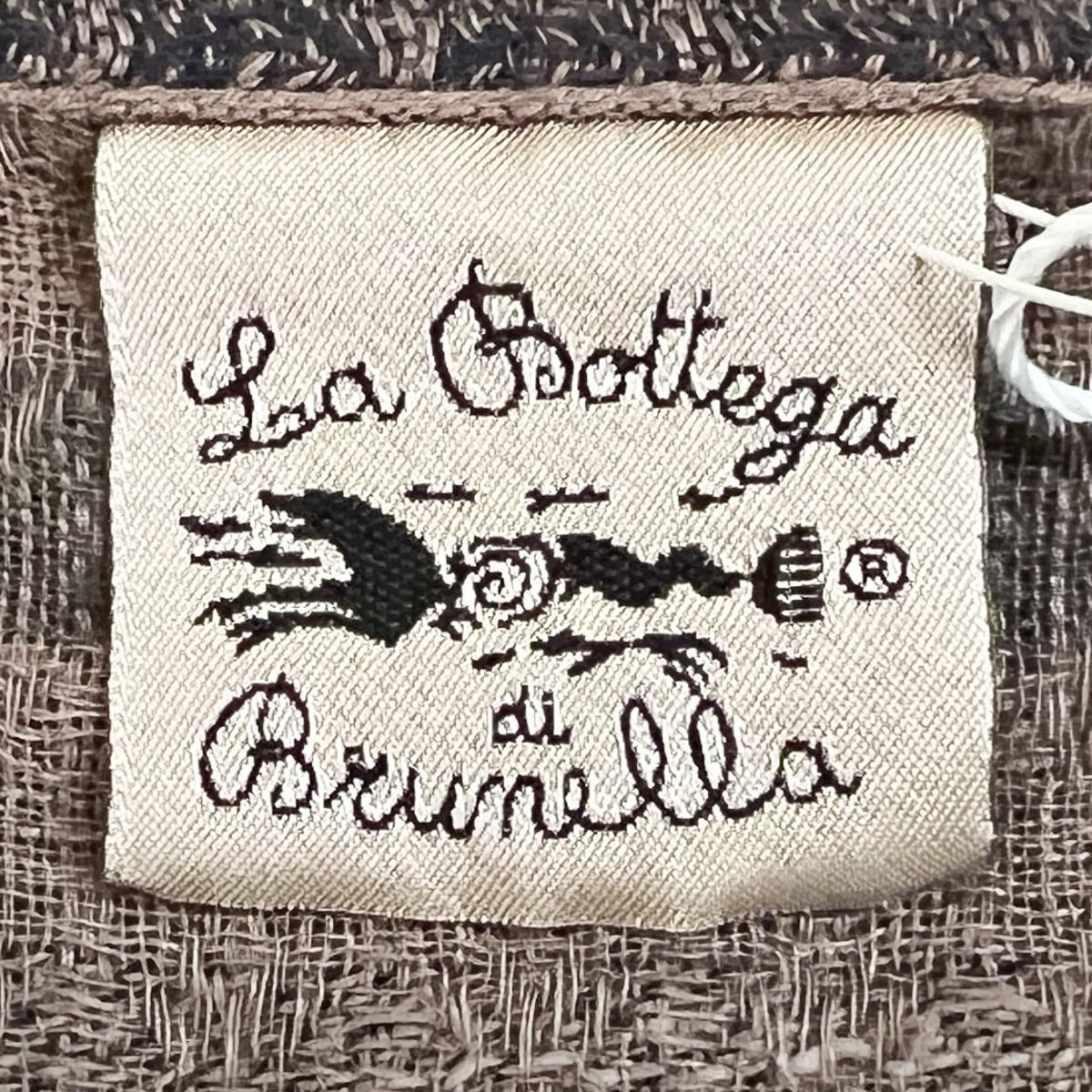 La Bottega Di Brunella Taupe & Blue Linen Dress One Size ~ AU12-14-16