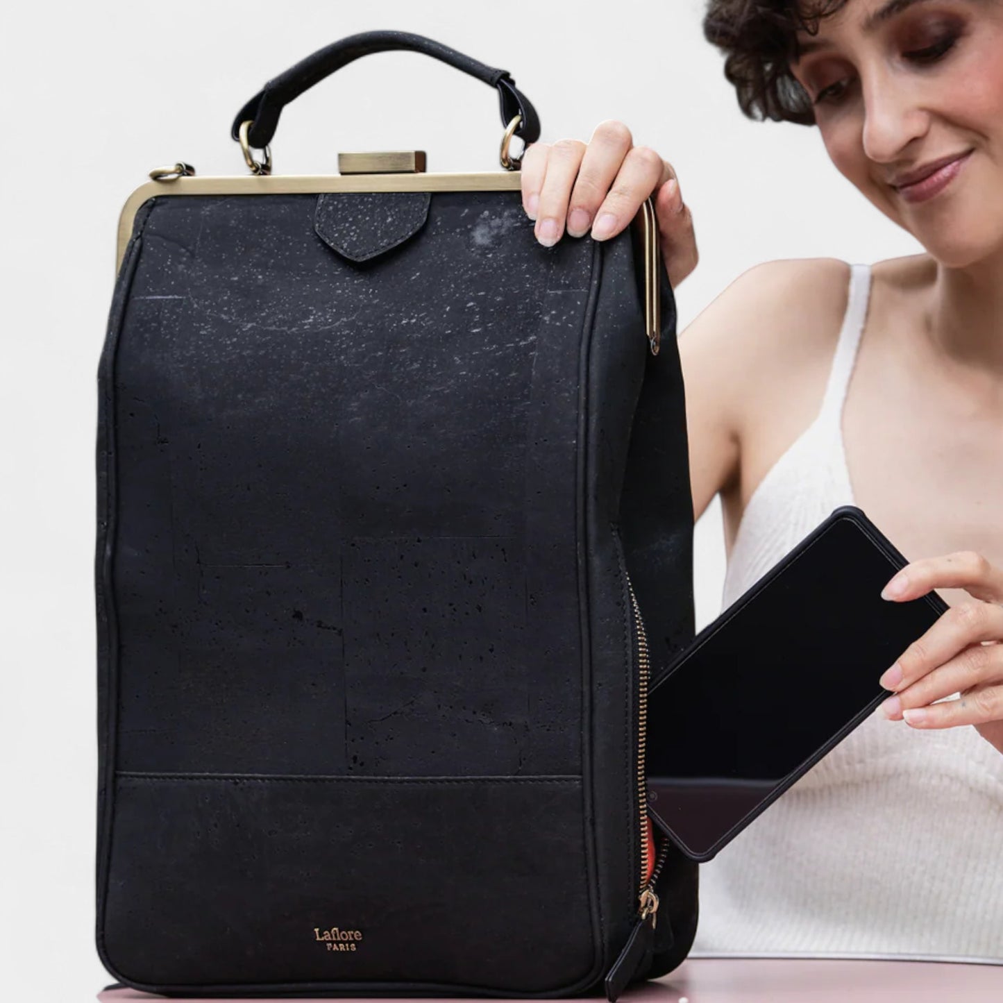 Laflore Paris Black Bobobark 3 in 1 Cork Laptop Bag