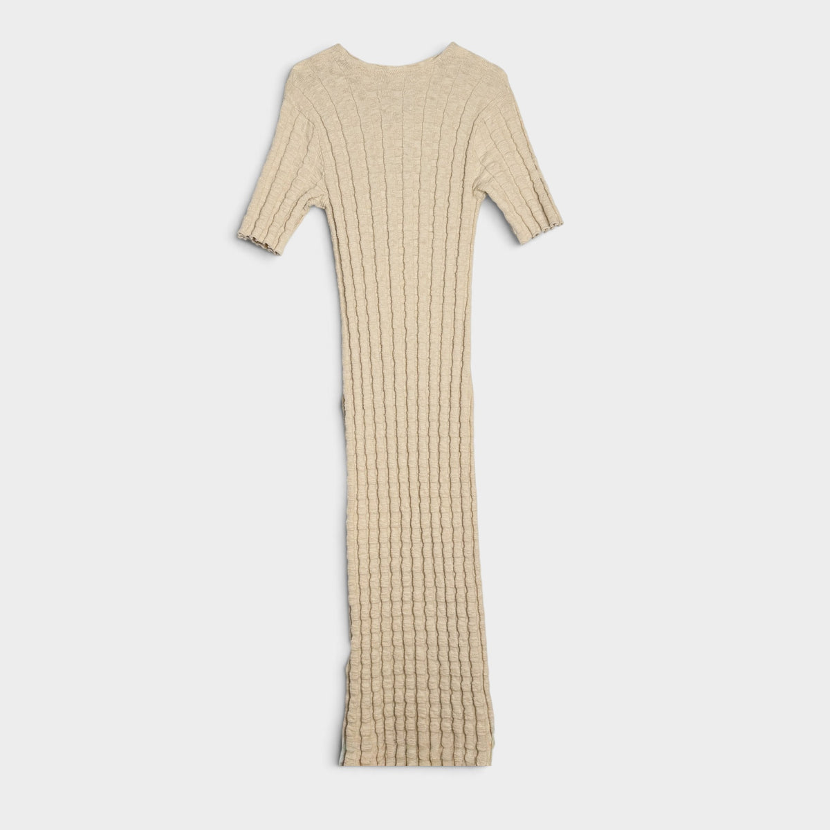 Lauren Manoogian Beige Cream Bubble Ribbed Cotton-blend Midi Dress 2 ~ Medium ~ AU10-12
