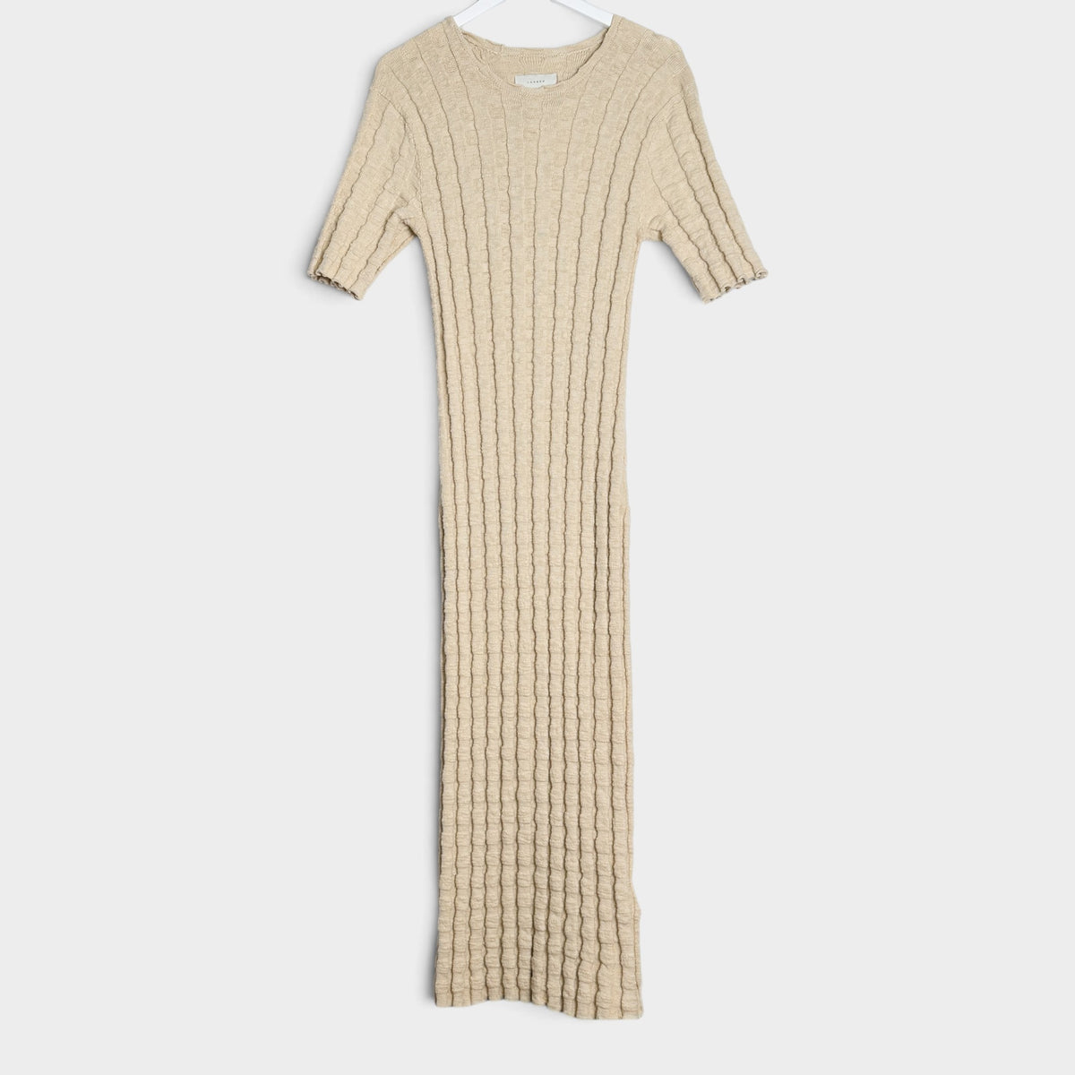 Lauren Manoogian Beige Cream Bubble Ribbed Cotton-blend Midi Dress 2 ~ Medium ~ AU10-12