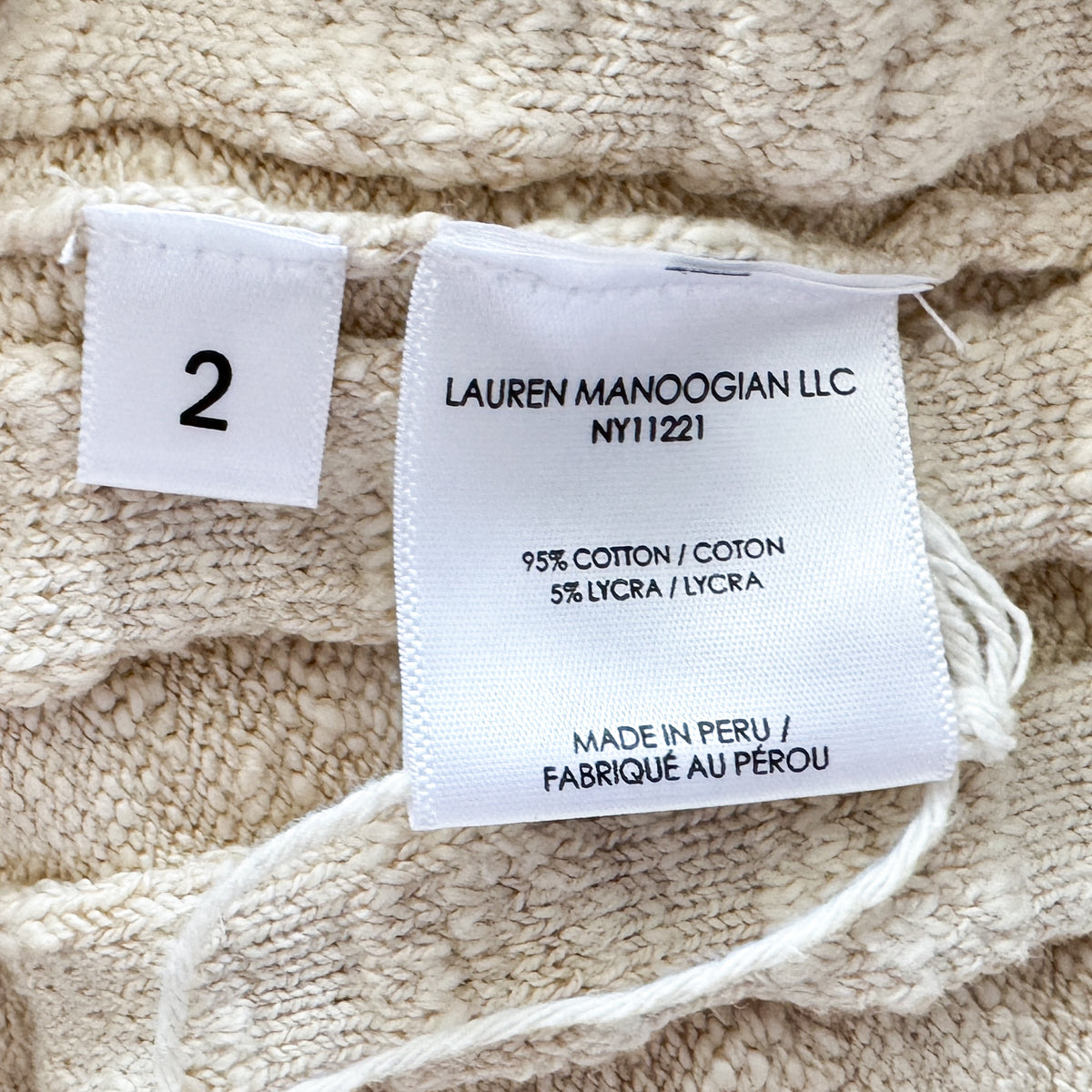 Lauren Manoogian Beige Cream Bubble Ribbed Cotton-blend Midi Dress 2 ~ Medium ~ AU10-12