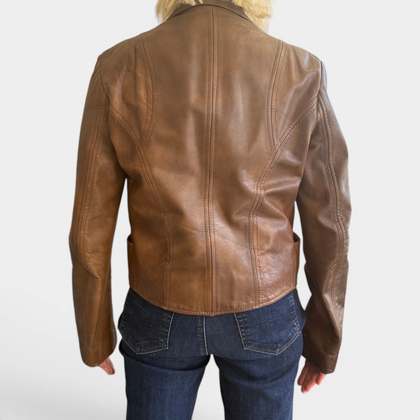 Creazioni Zinaldi Brown Vintage Leather Zip Jacket AU10 ~ Medium