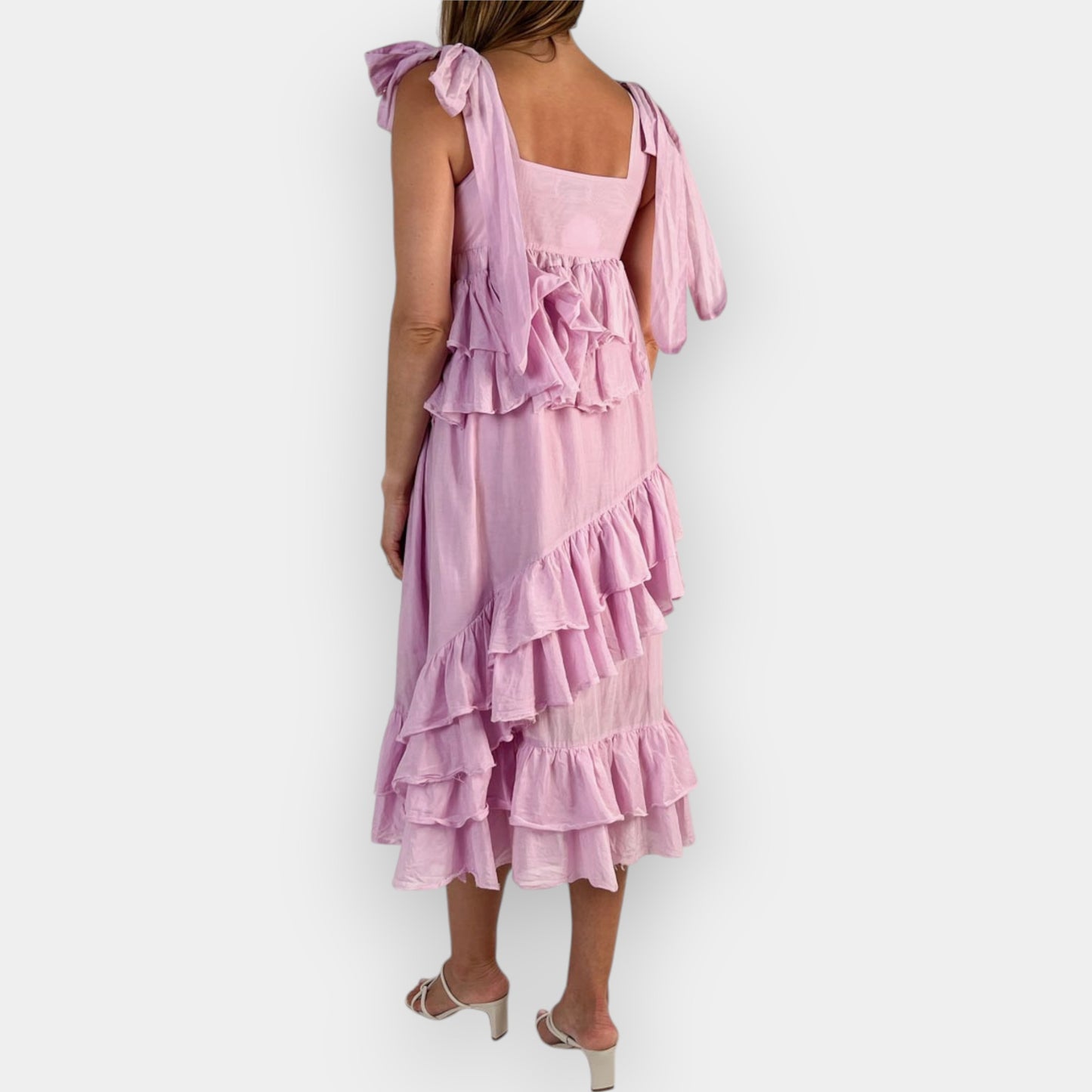 Lee Mathews Pink Cotton & Silk Ruffle Dress 1 ~ AU8