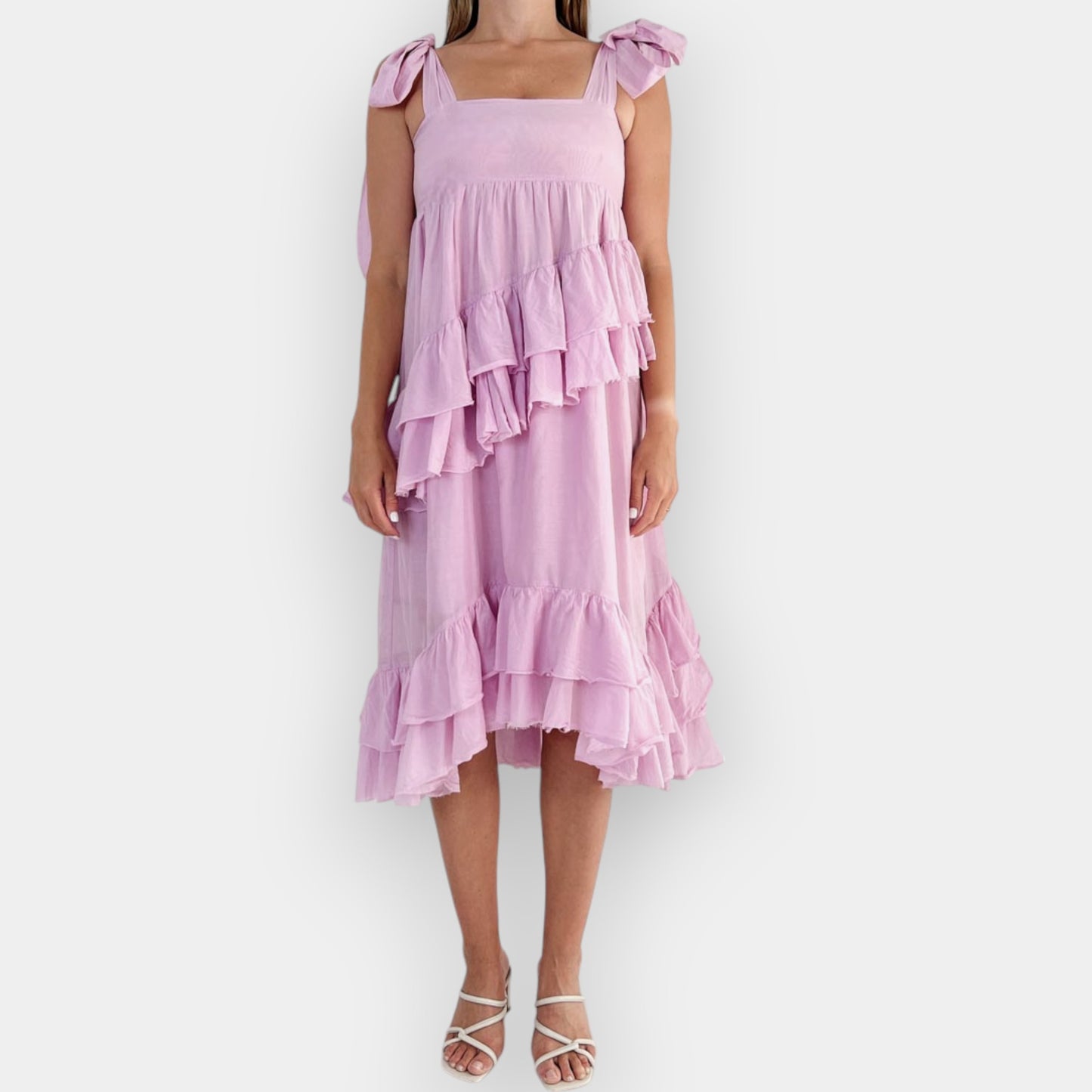 Lee Mathews Pink Cotton & Silk Ruffle Dress 1 ~ AU8