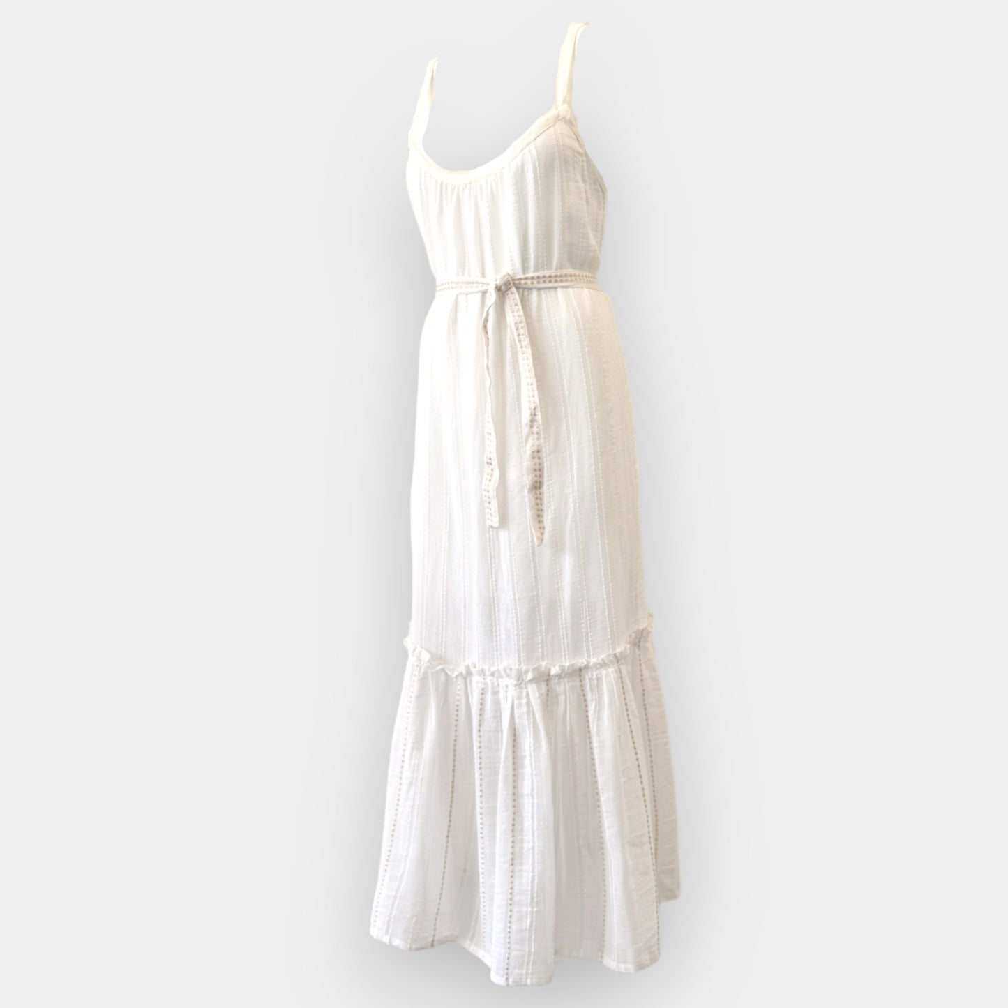 LEMLEM Off White Cotton Belted Sheer Kelali Sundress Medium ~ AU10-12