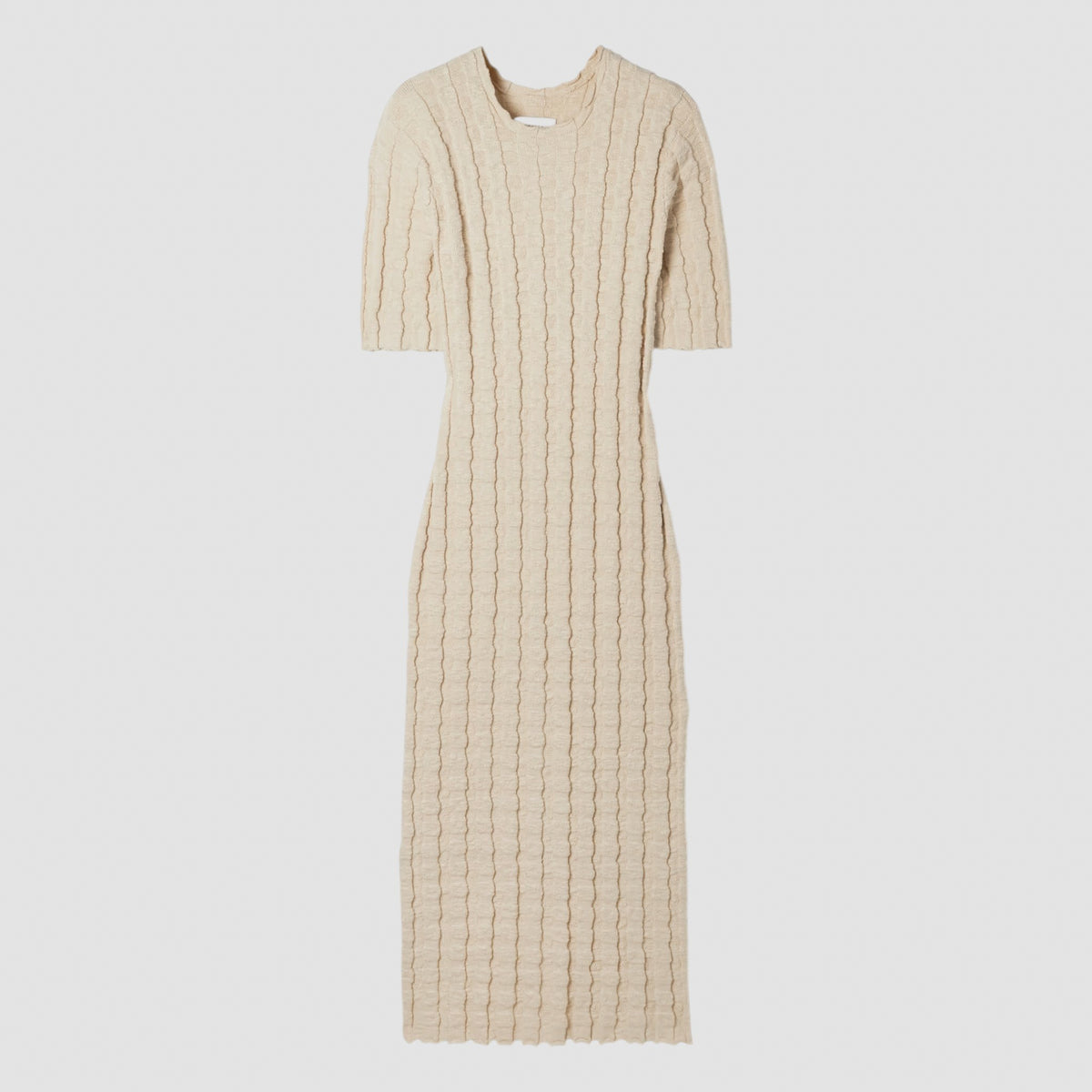 Lauren Manoogian Beige Cream Bubble Ribbed Cotton-blend Midi Dress 2 ~ Medium ~ AU10-12