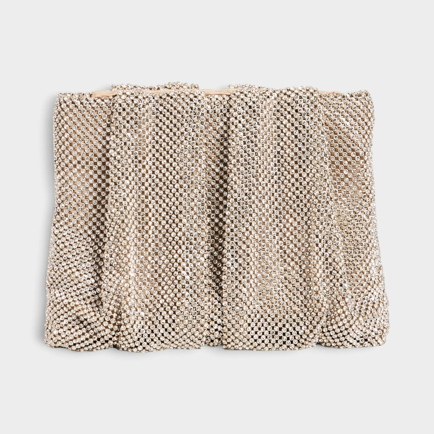 Loeffler Randall Ember Silvery Gold Crystal Gathered Clutch Bag