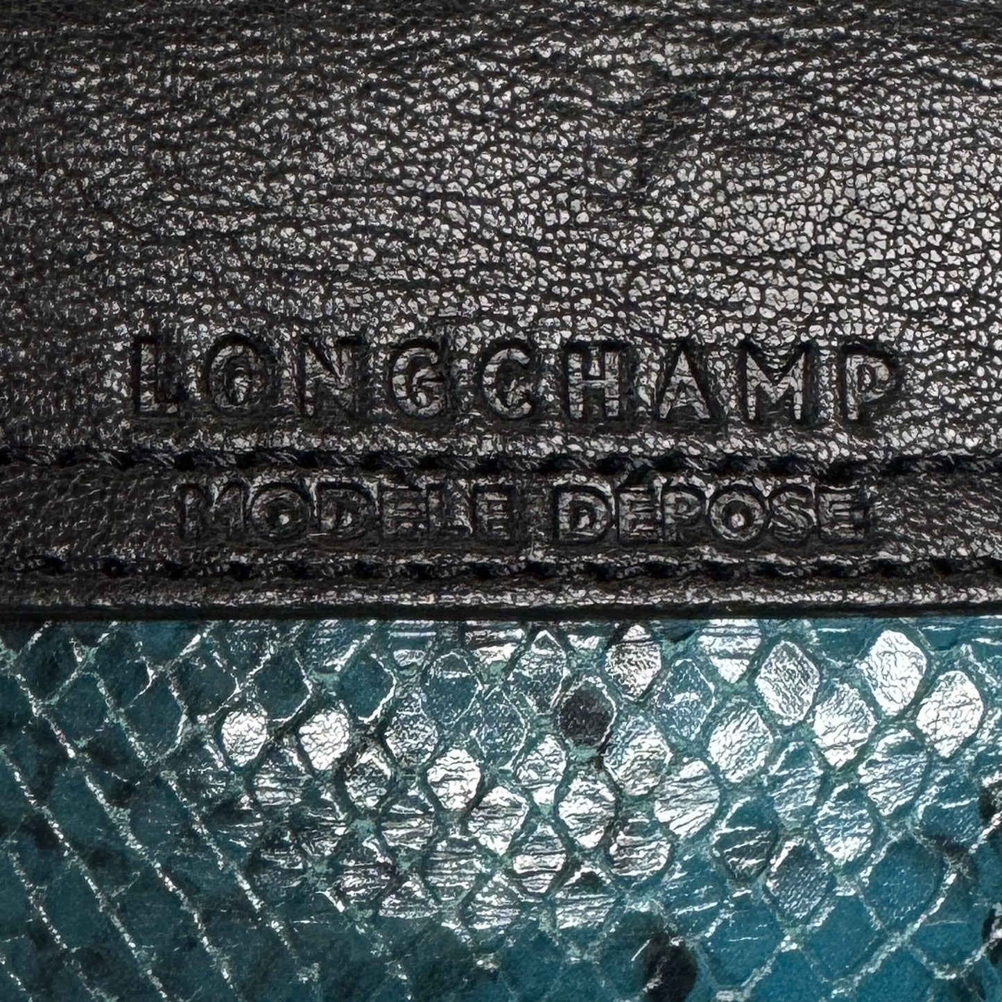 Longchamp Le Pliage Teal Blue Leather Tote Bag
