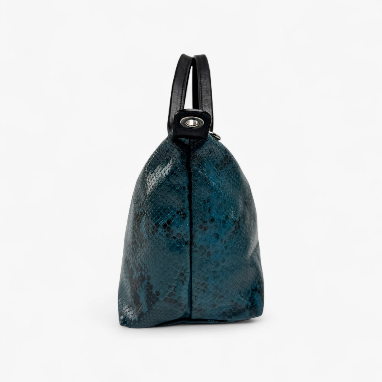 Longchamp Le Pliage Teal Blue Leather Tote Bag