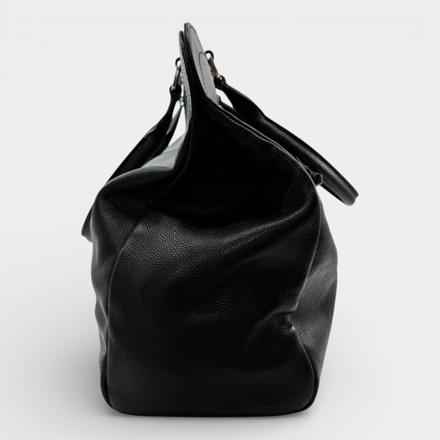 Longchamp Black Fine Grain Leather Gatsby Tote Bag