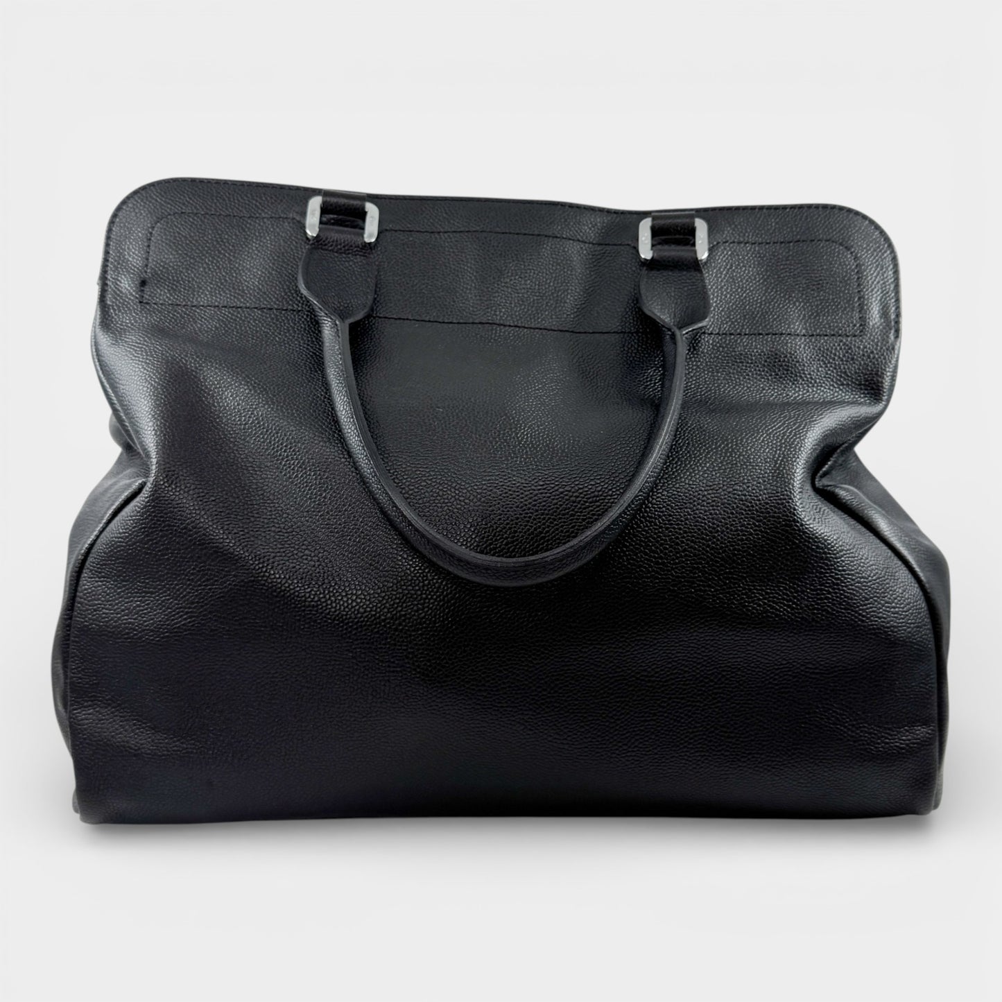 Longchamp Black Fine Grain Leather Gatsby Tote Bag