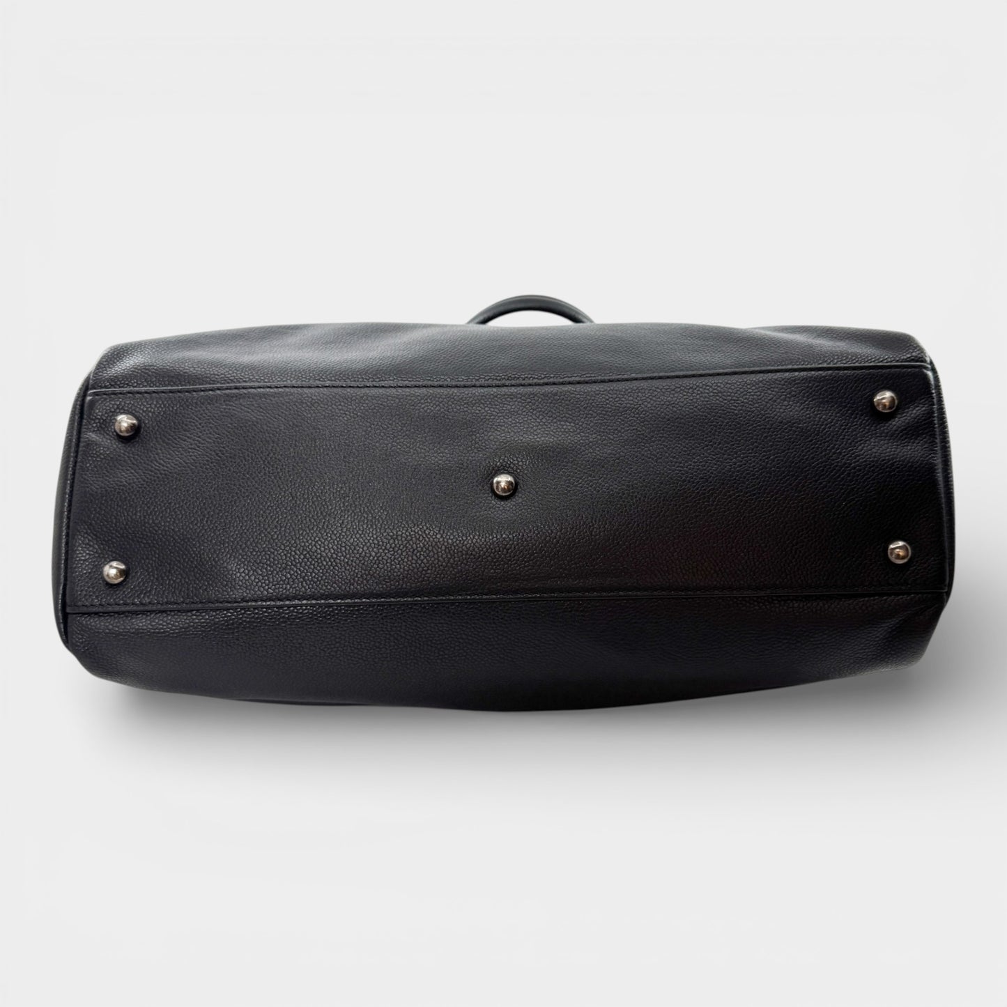 Longchamp Black Fine Grain Leather Gatsby Tote Bag