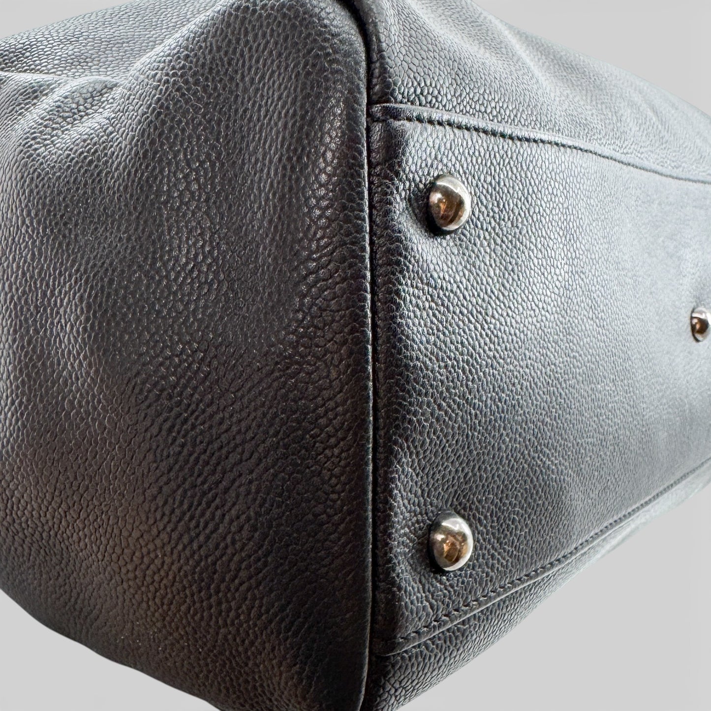 Longchamp Black Fine Grain Leather Gatsby Tote Bag