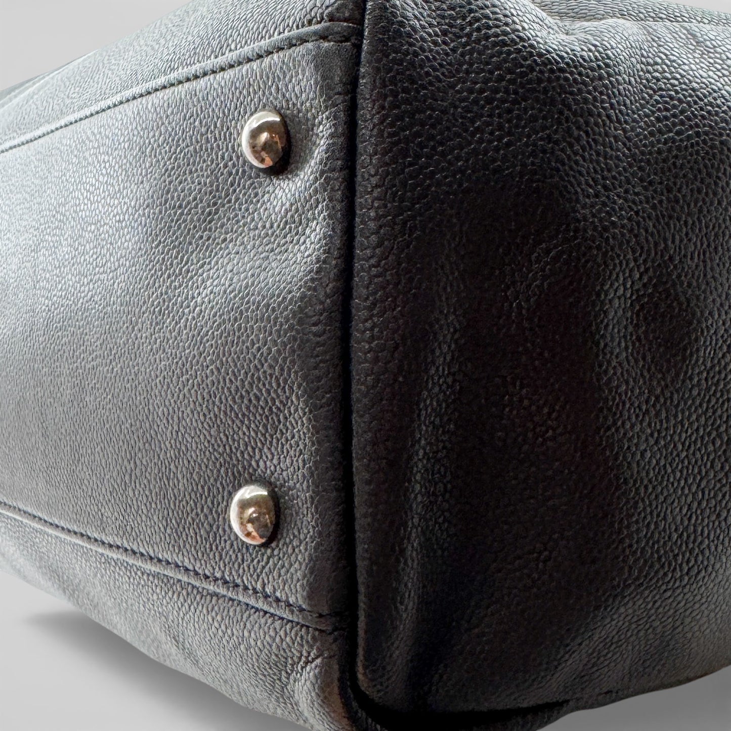 Longchamp Black Fine Grain Leather Gatsby Tote Bag