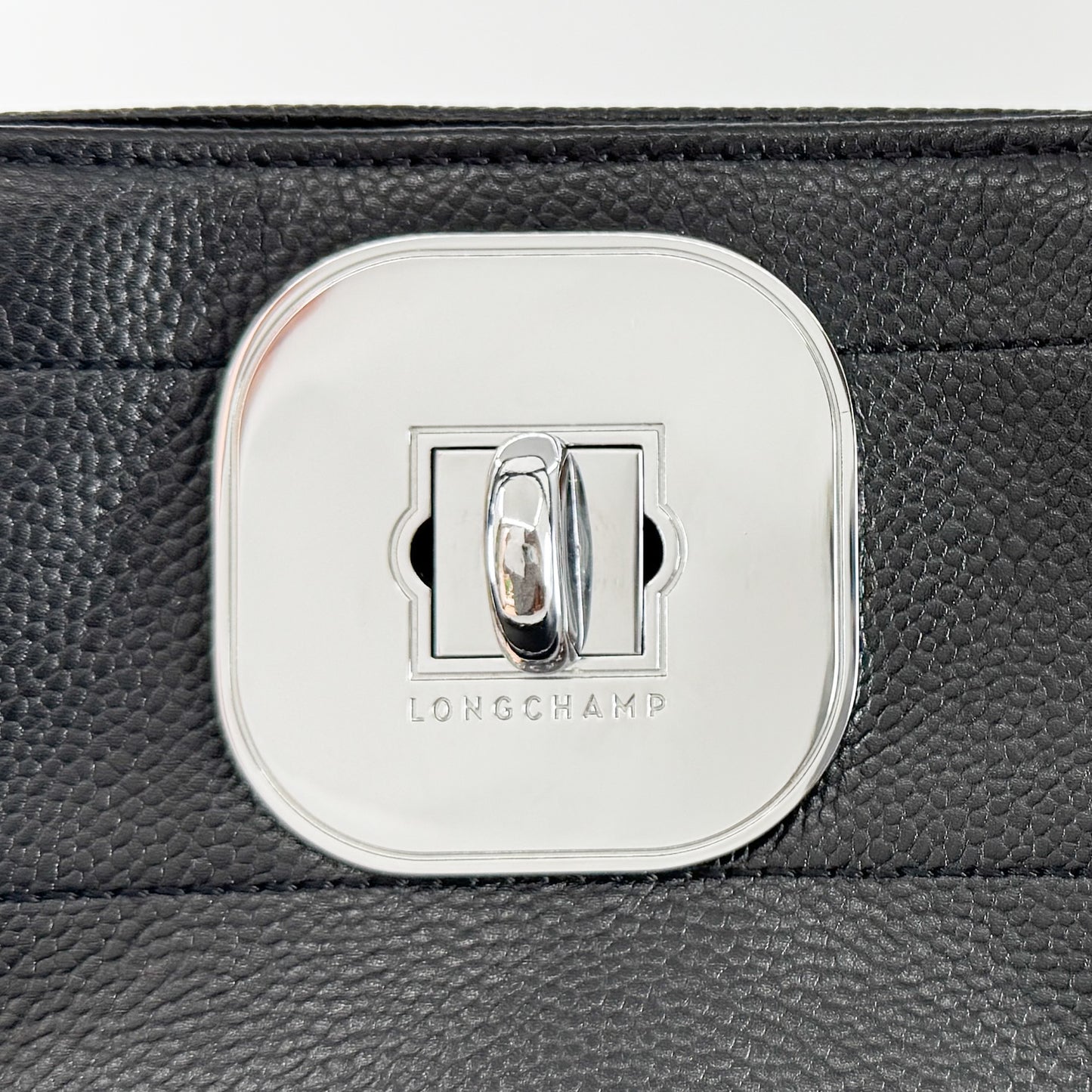 Longchamp Black Fine Grain Leather Gatsby Tote Bag