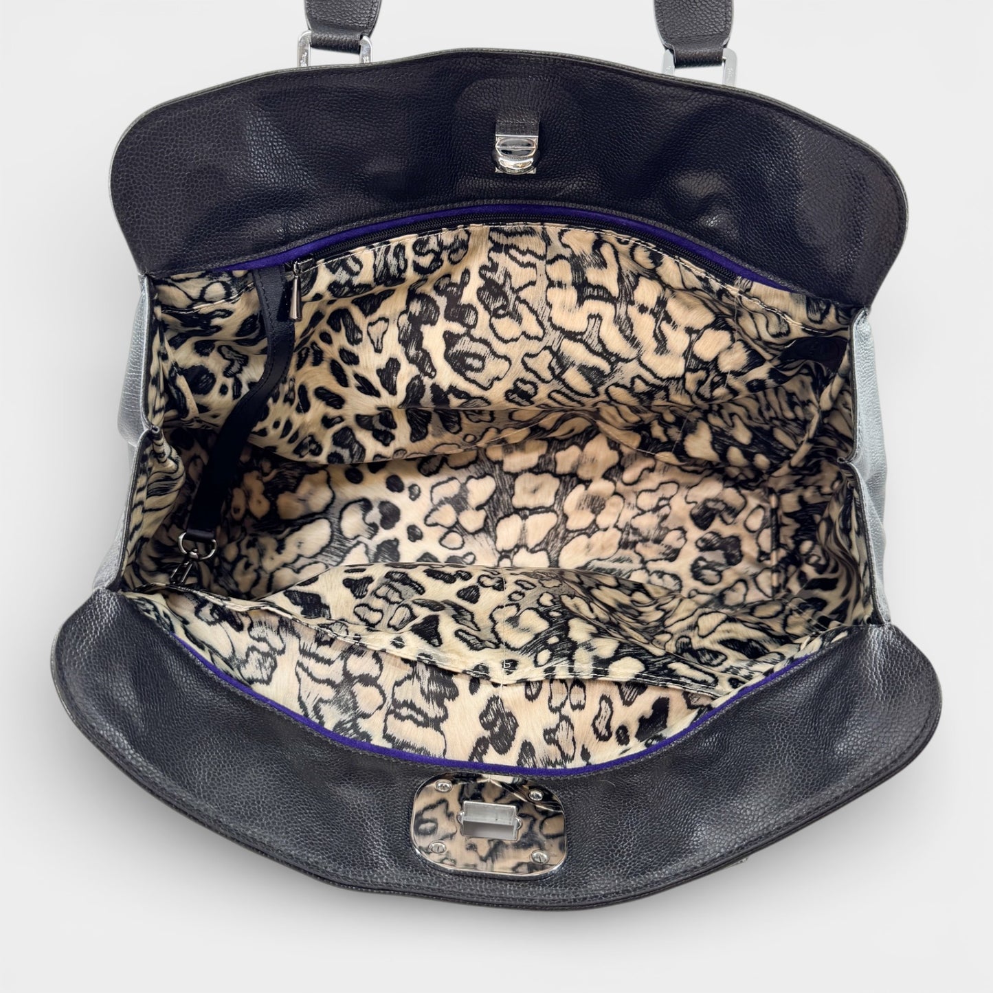 Longchamp Black Fine Grain Leather Gatsby Tote Bag