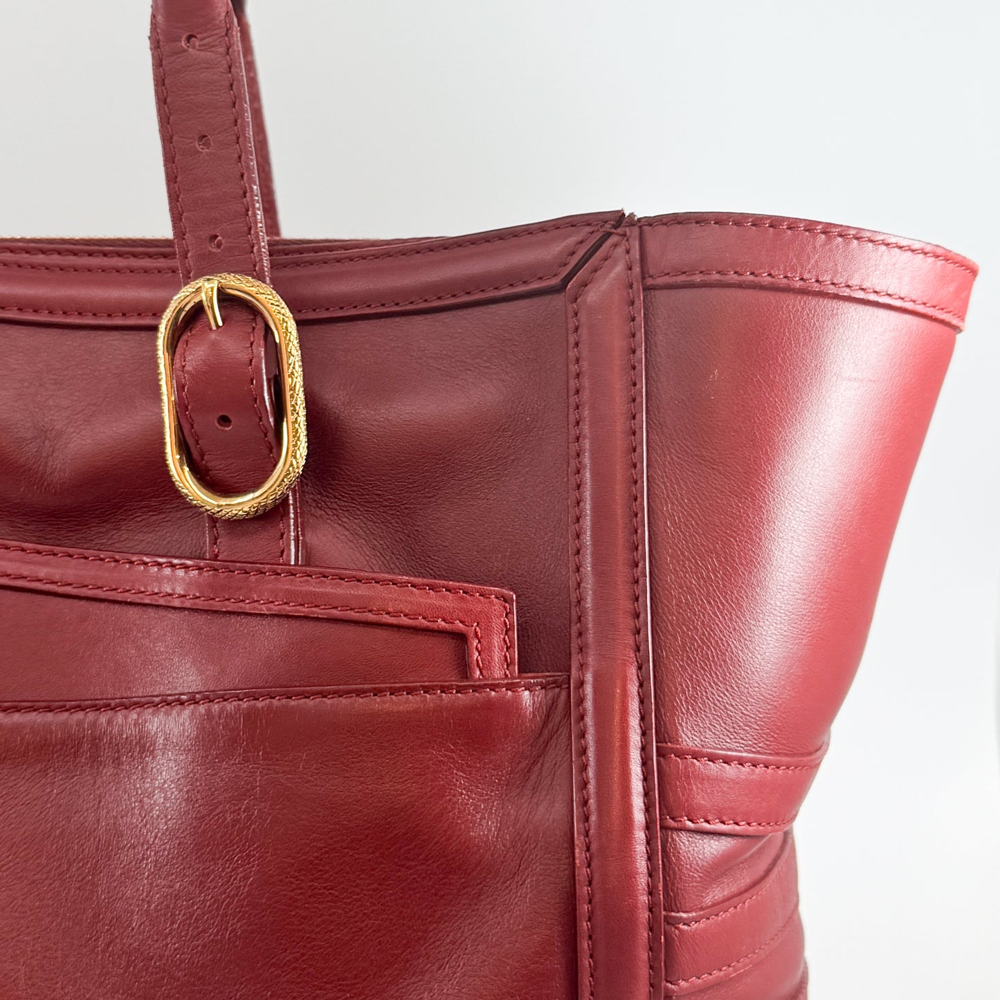 Christian Louboutin Burgundy Red Leather Farida Tote Bag