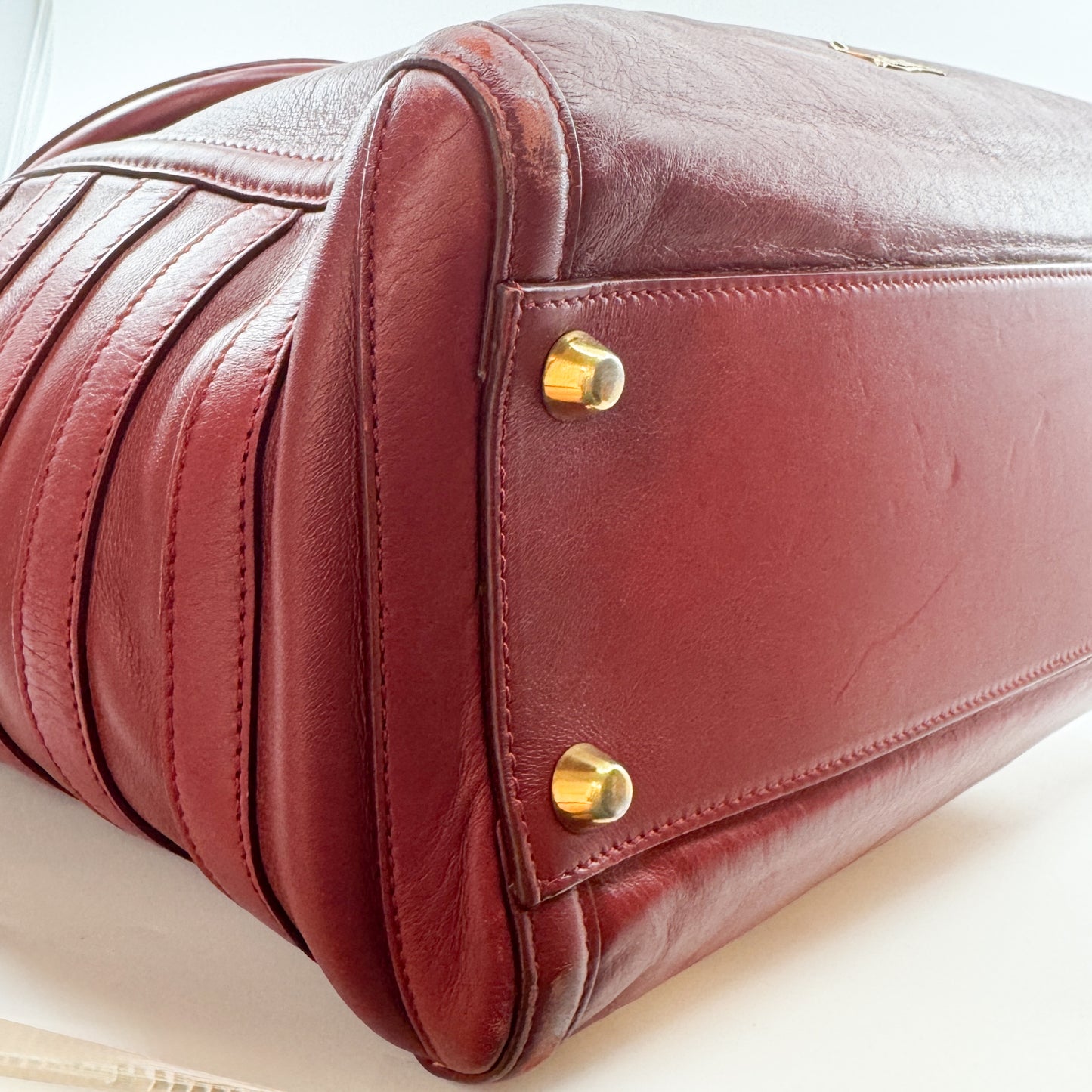 Christian Louboutin Burgundy Red Leather Farida Tote Bag