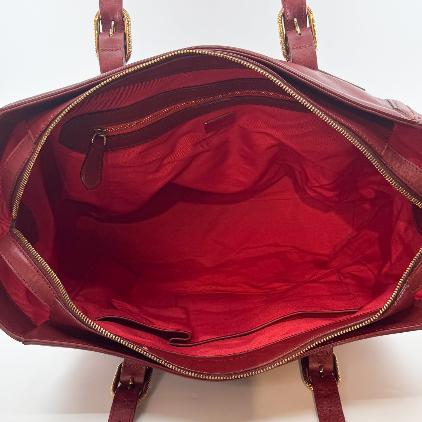 Christian Louboutin Burgundy Red Leather Farida Tote Bag