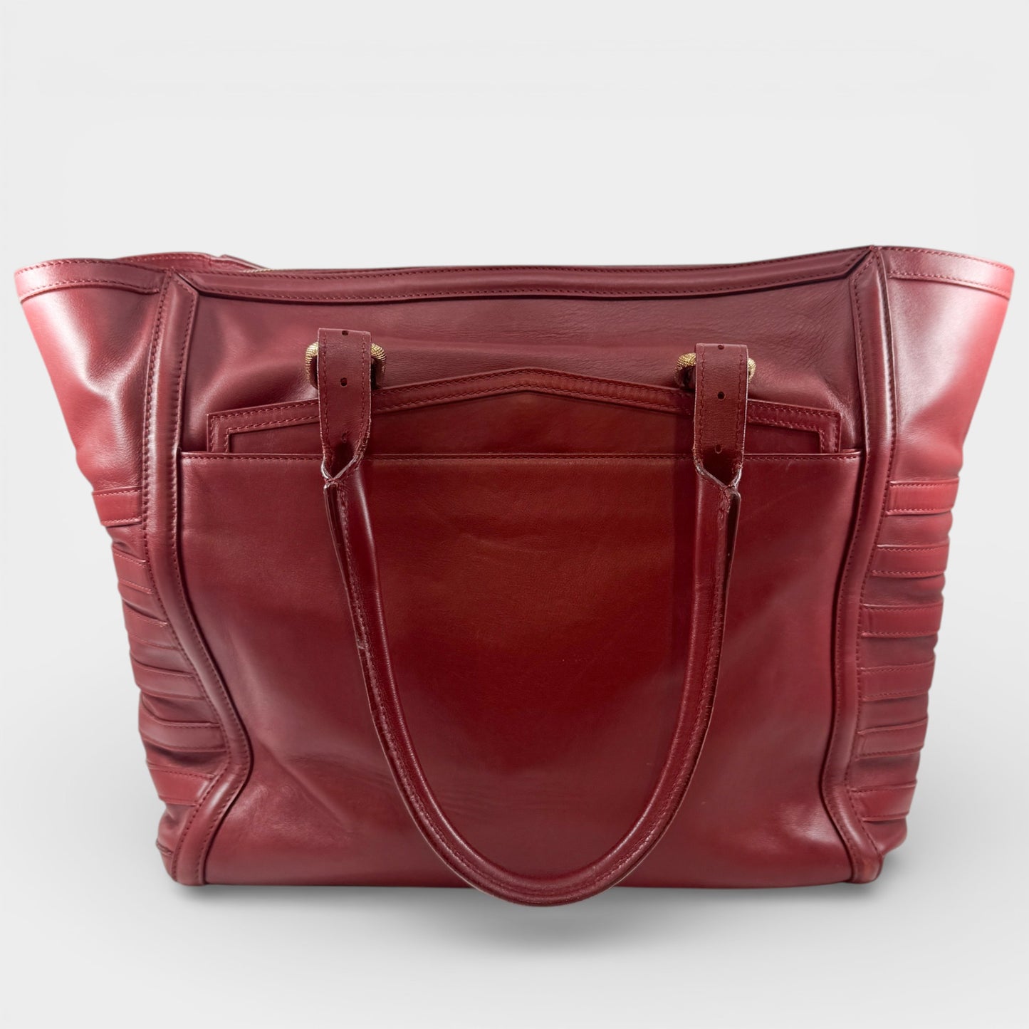 Christian Louboutin Burgundy Red Leather Farida Tote Bag