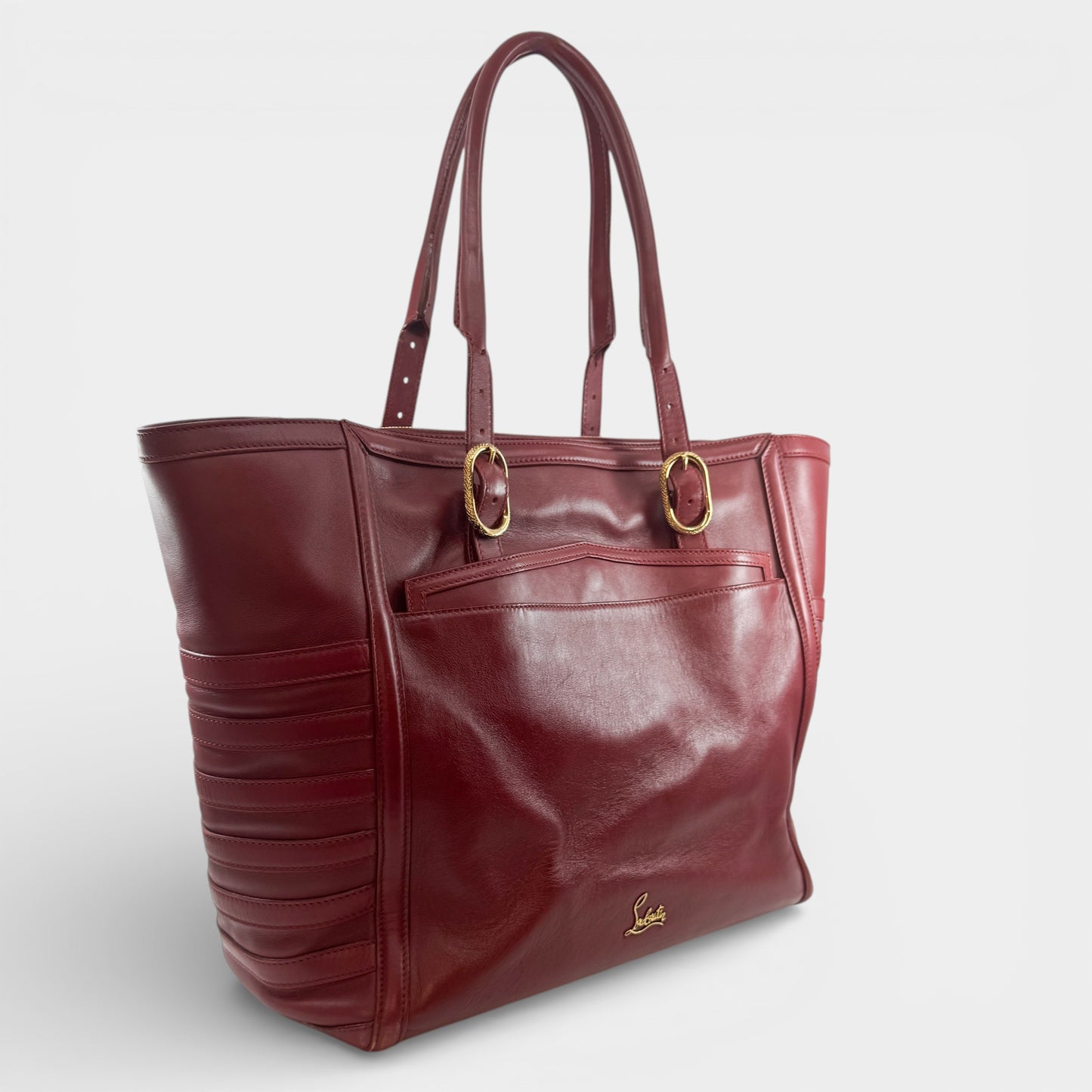 Christian Louboutin Burgundy Red Leather Farida Tote Bag