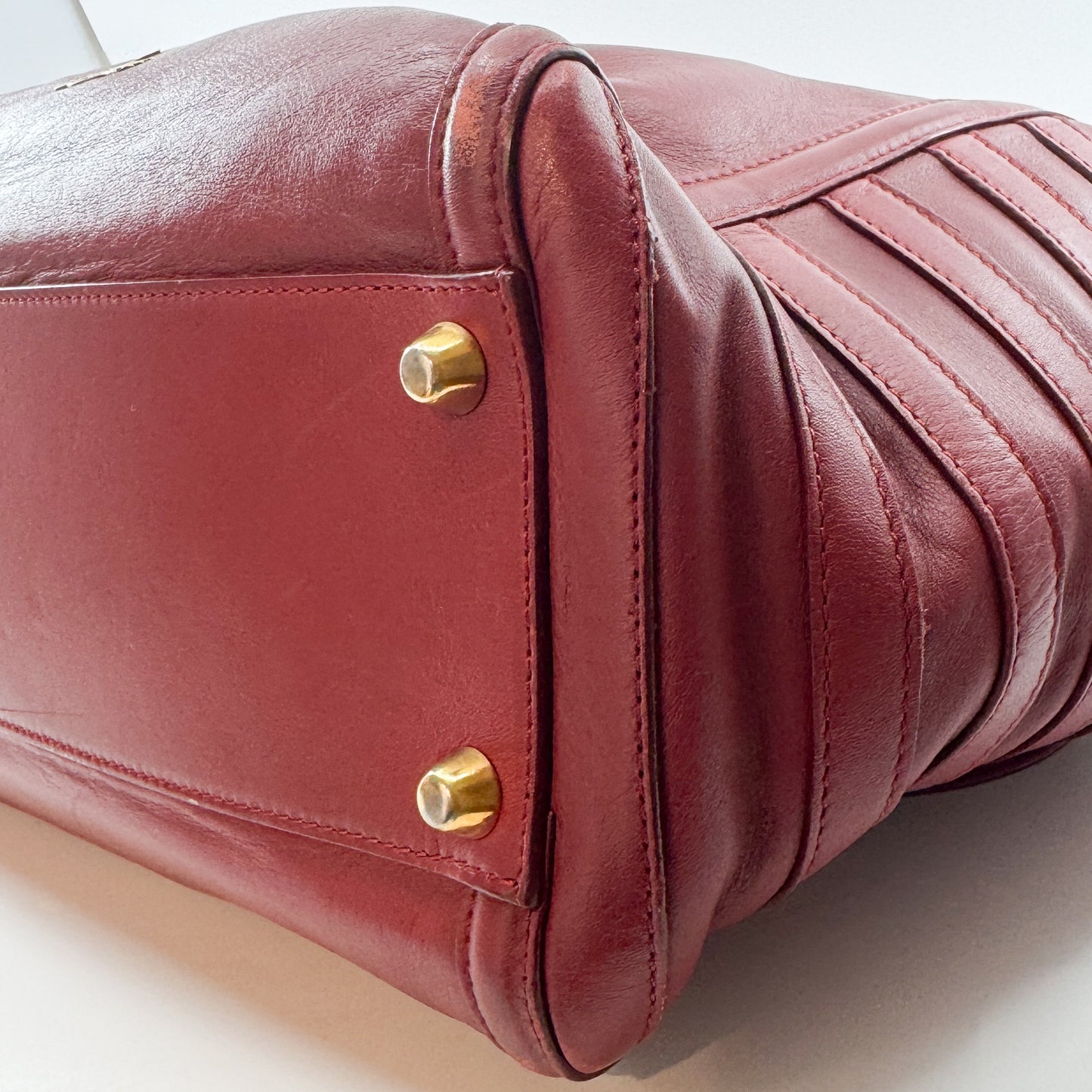 Christian Louboutin Burgundy Red Leather Farida Tote Bag