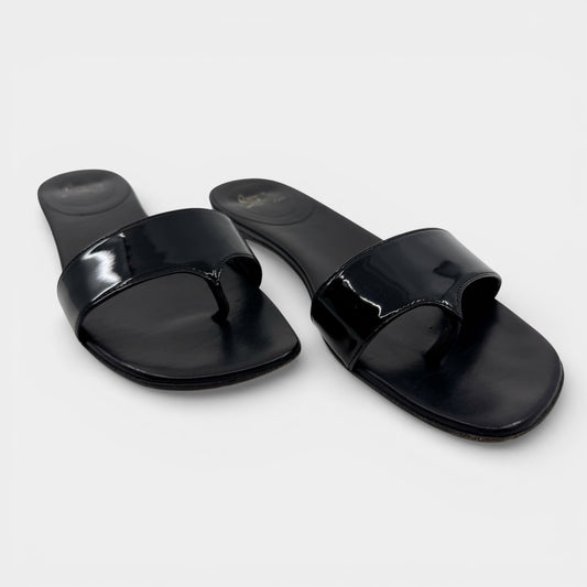 Christian Louboutin Black Patent Leather Thong Sandals EU39 ~ AU8