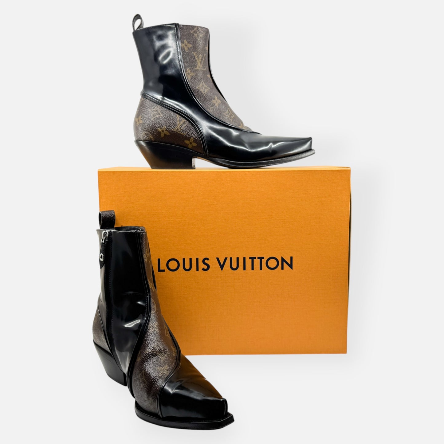 Louis Vuitton Black Patent Monogram Matador Ankle Boots EU38 ~ AU7