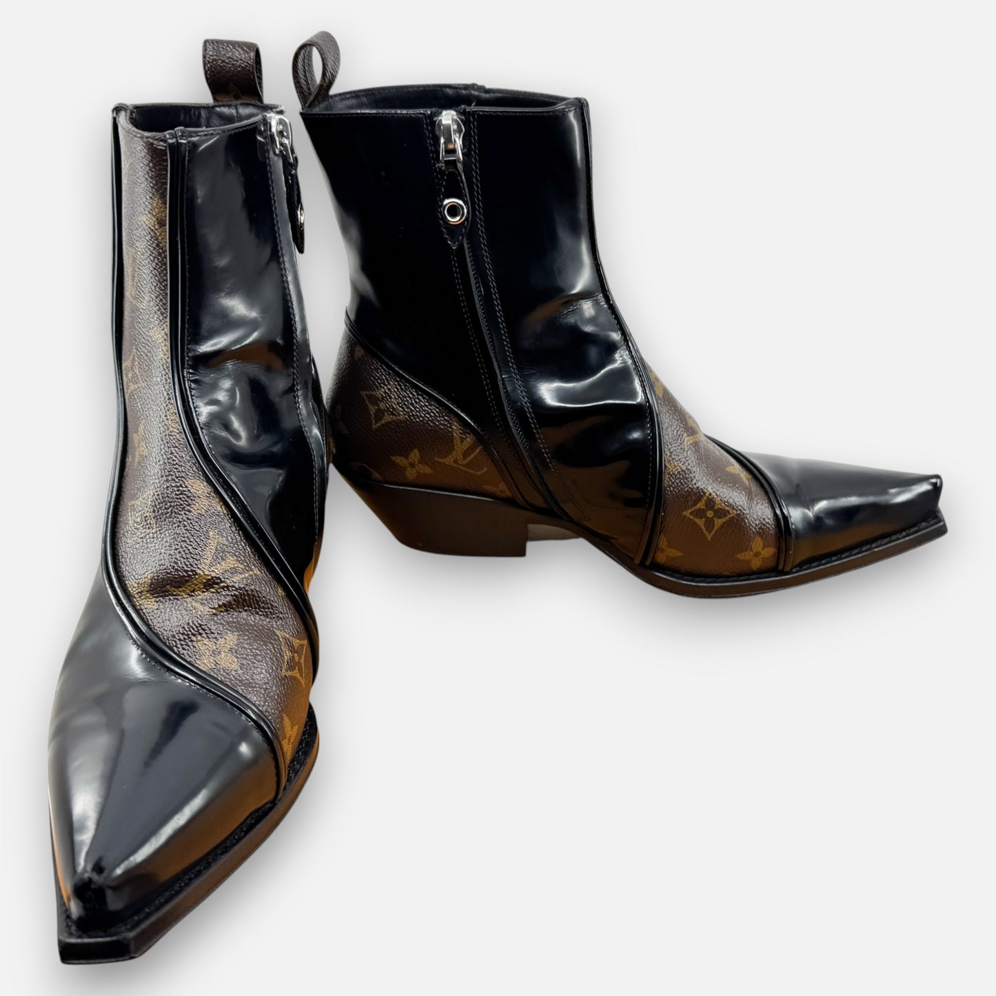 Louis Vuitton Black Patent Monogram Matador Ankle Boots EU38 ~ AU7