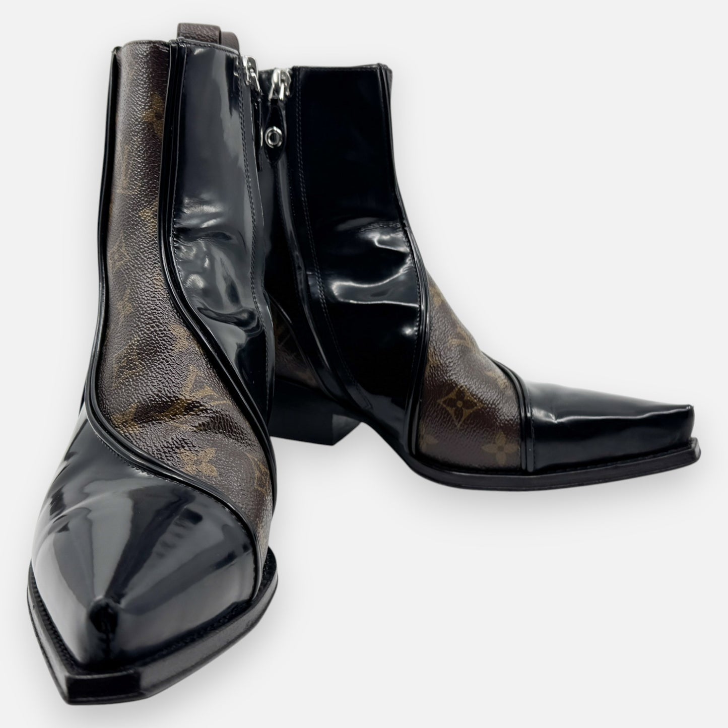 Louis Vuitton Black Patent Monogram Matador Ankle Boots EU38 ~ AU7