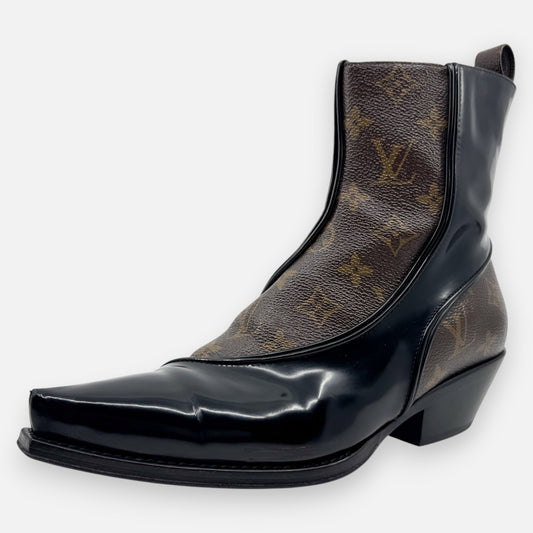 Louis Vuitton Black Patent Monogram Matador Ankle Boots EU38 ~ AU7