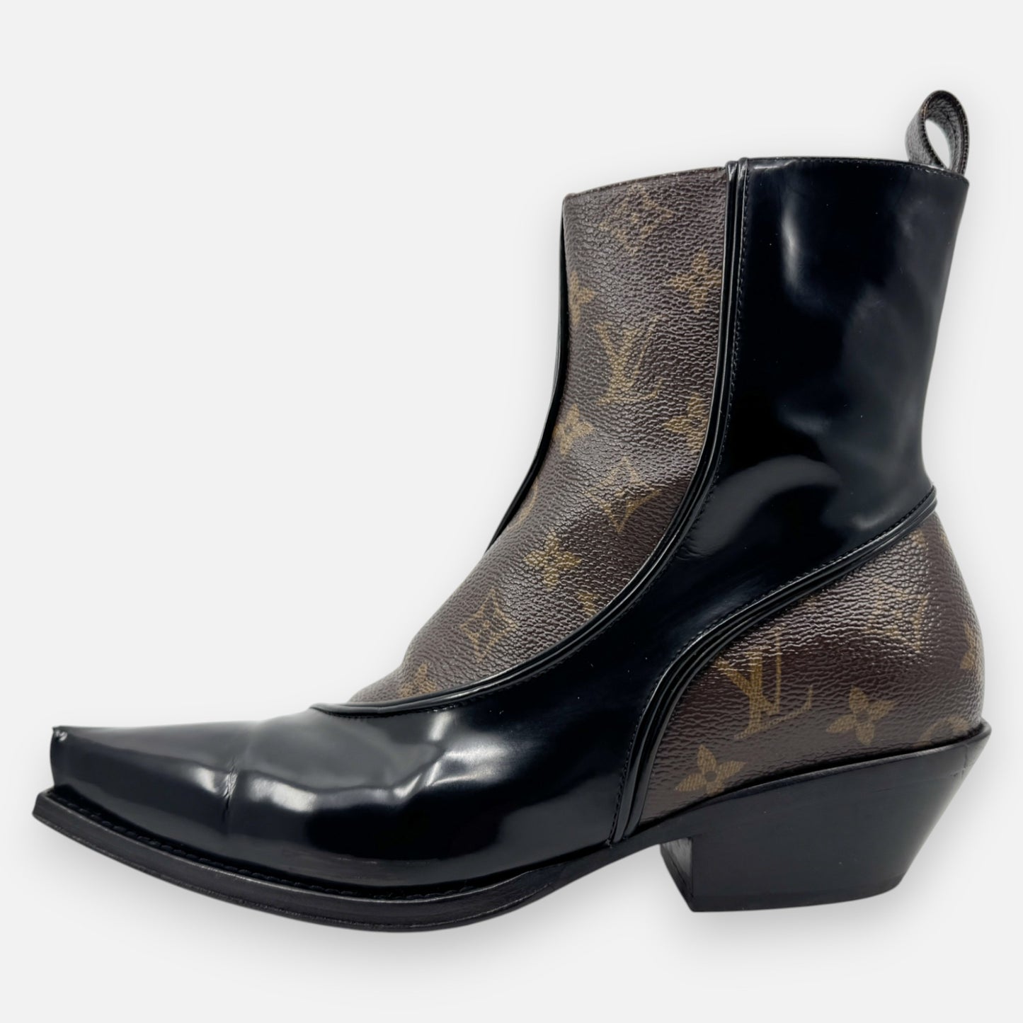 Louis Vuitton Black Patent Monogram Matador Ankle Boots EU38 ~ AU7
