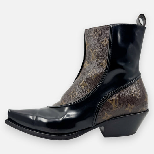 Louis Vuitton Black Patent Monogram Matador Ankle Boots EU38 ~ AU7