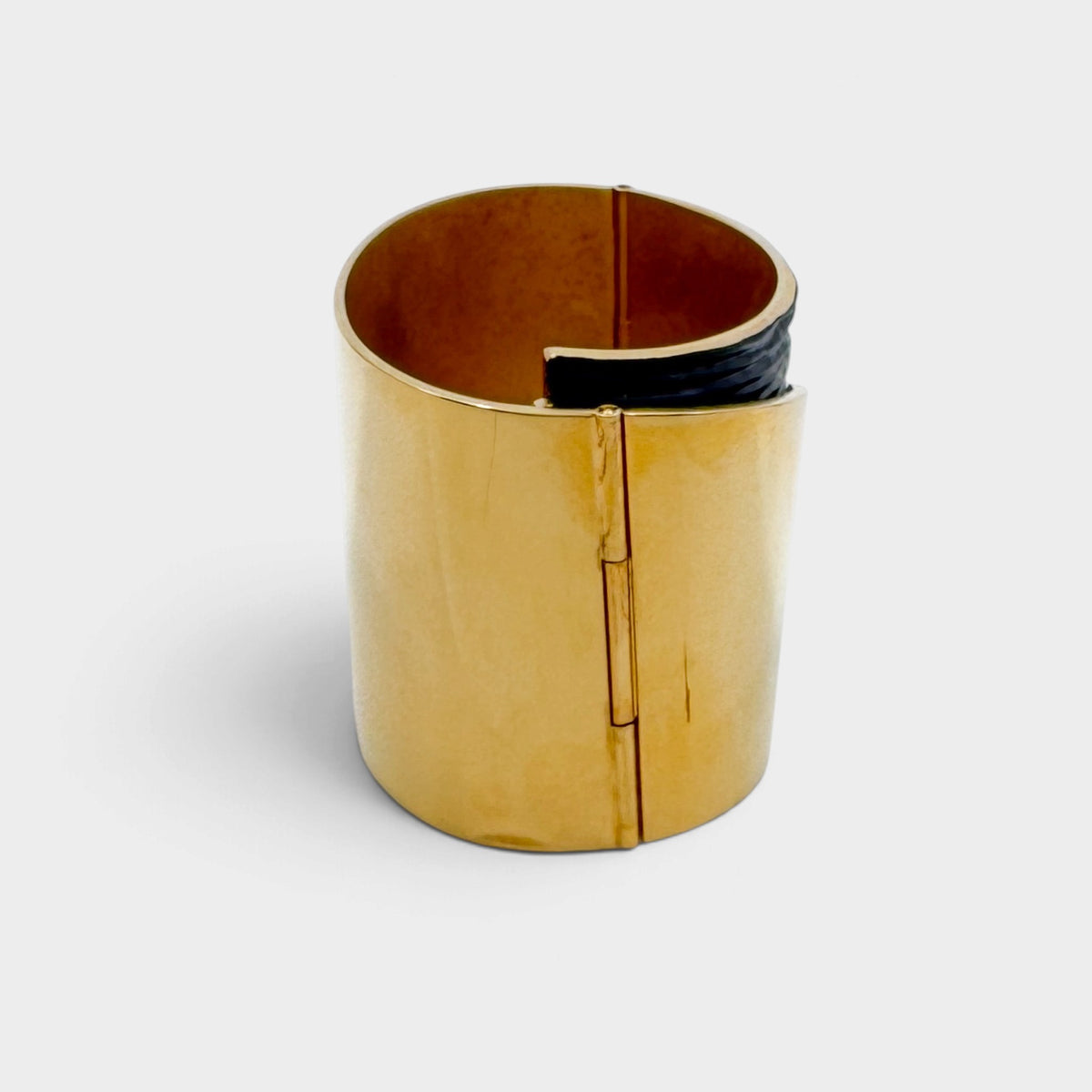 Louis Vuitton My Epi Two-Tone Gold Black Metal Wide Hinged Cuff Bracelet Italy
