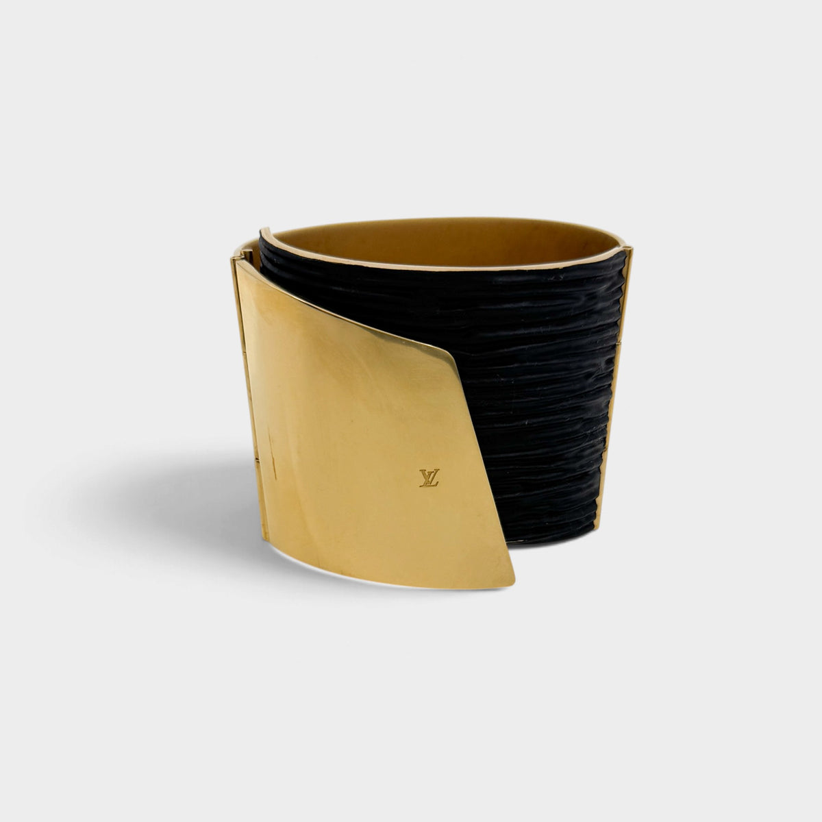 Louis Vuitton My Epi Two-Tone Gold Black Metal Wide Hinged Cuff Bracelet Italy