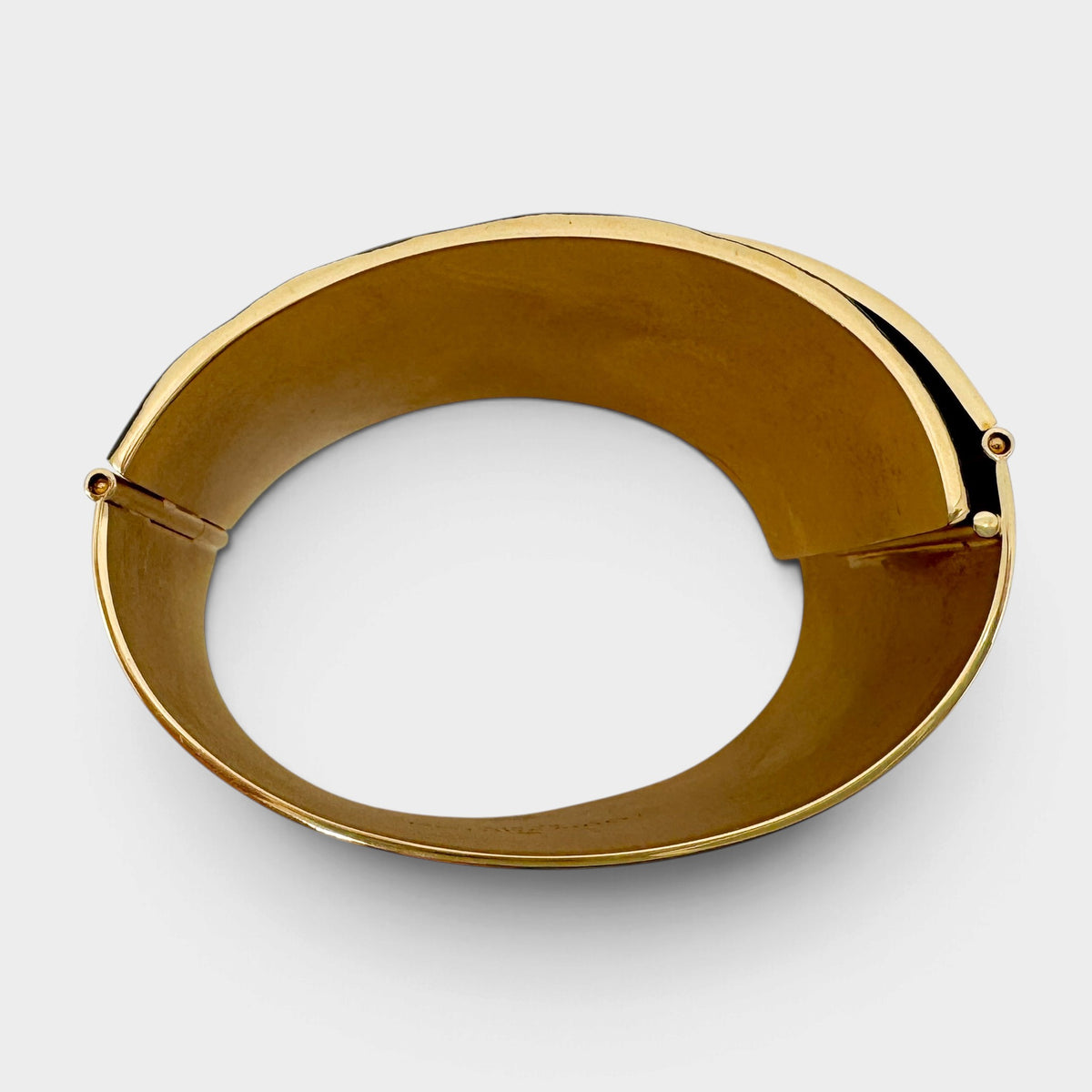 Louis Vuitton My Epi Two-Tone Gold Black Metal Wide Hinged Cuff Bracelet Italy