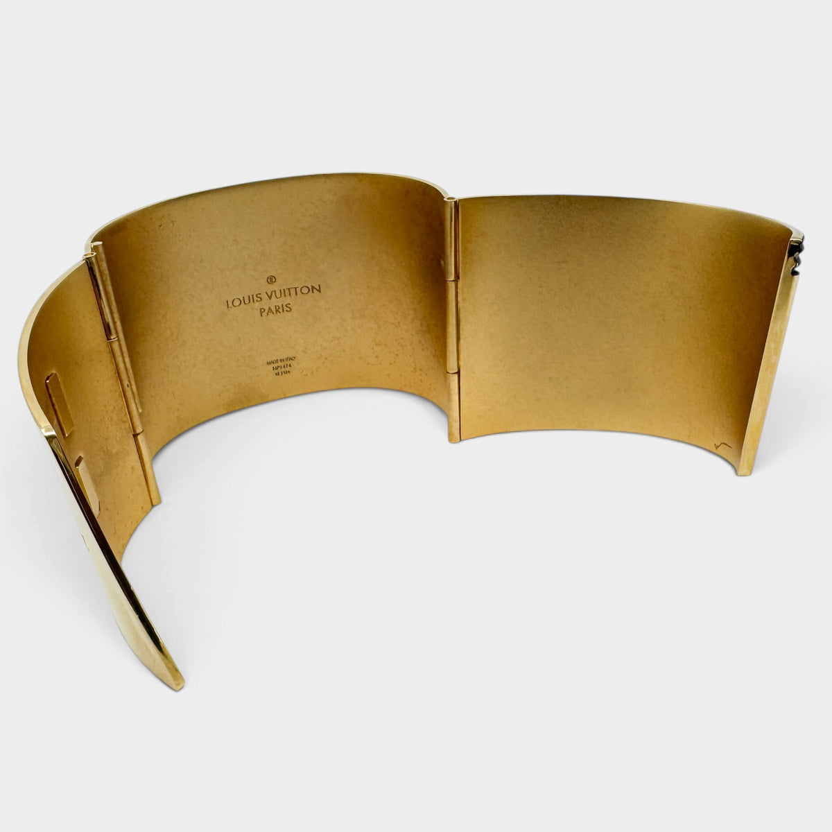 Louis Vuitton My Epi Two-Tone Gold Black Metal Wide Hinged Cuff Bracelet Italy