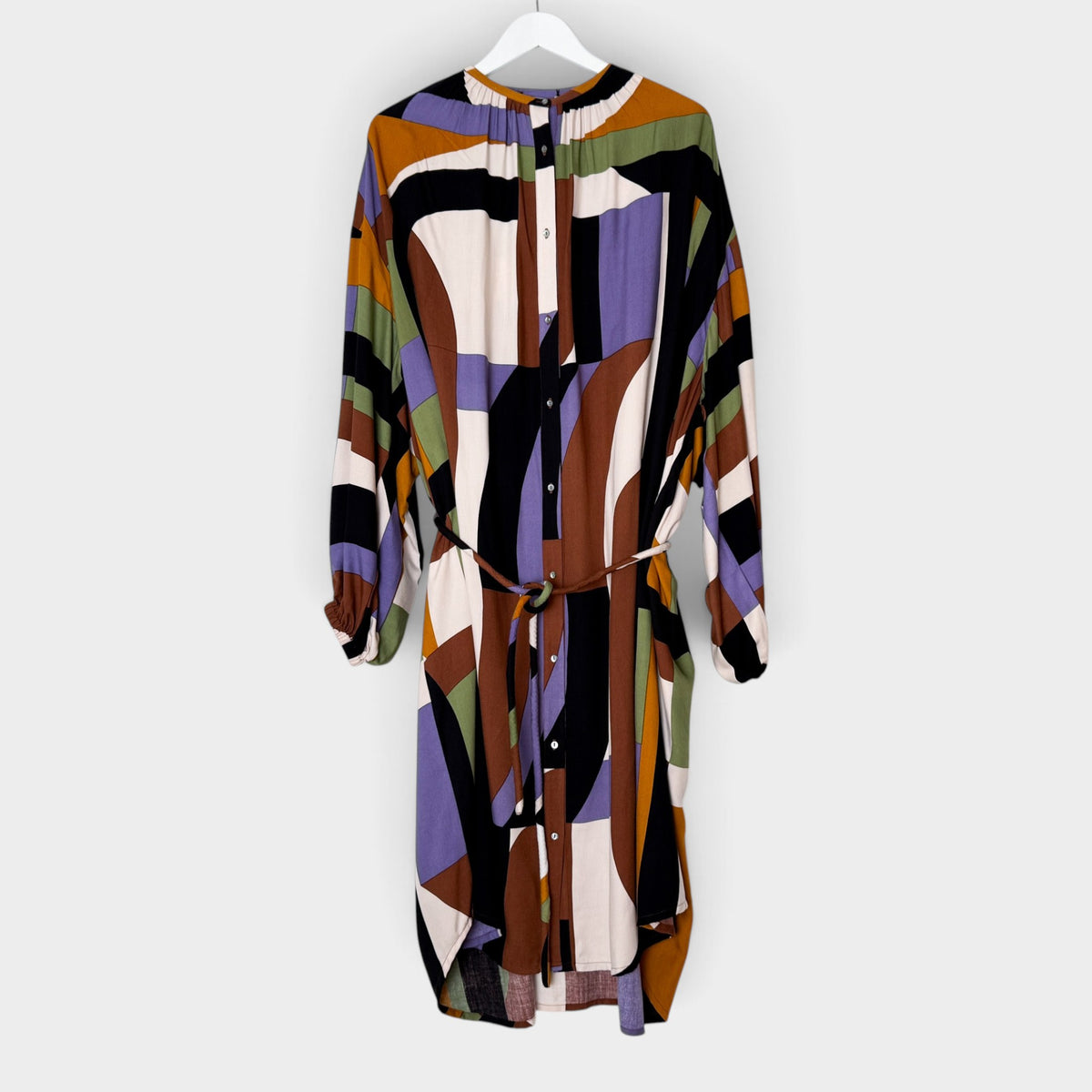 Mapoésie Paradis Supersonic Brown Purple Viscose Print Dress Medium ~ Large