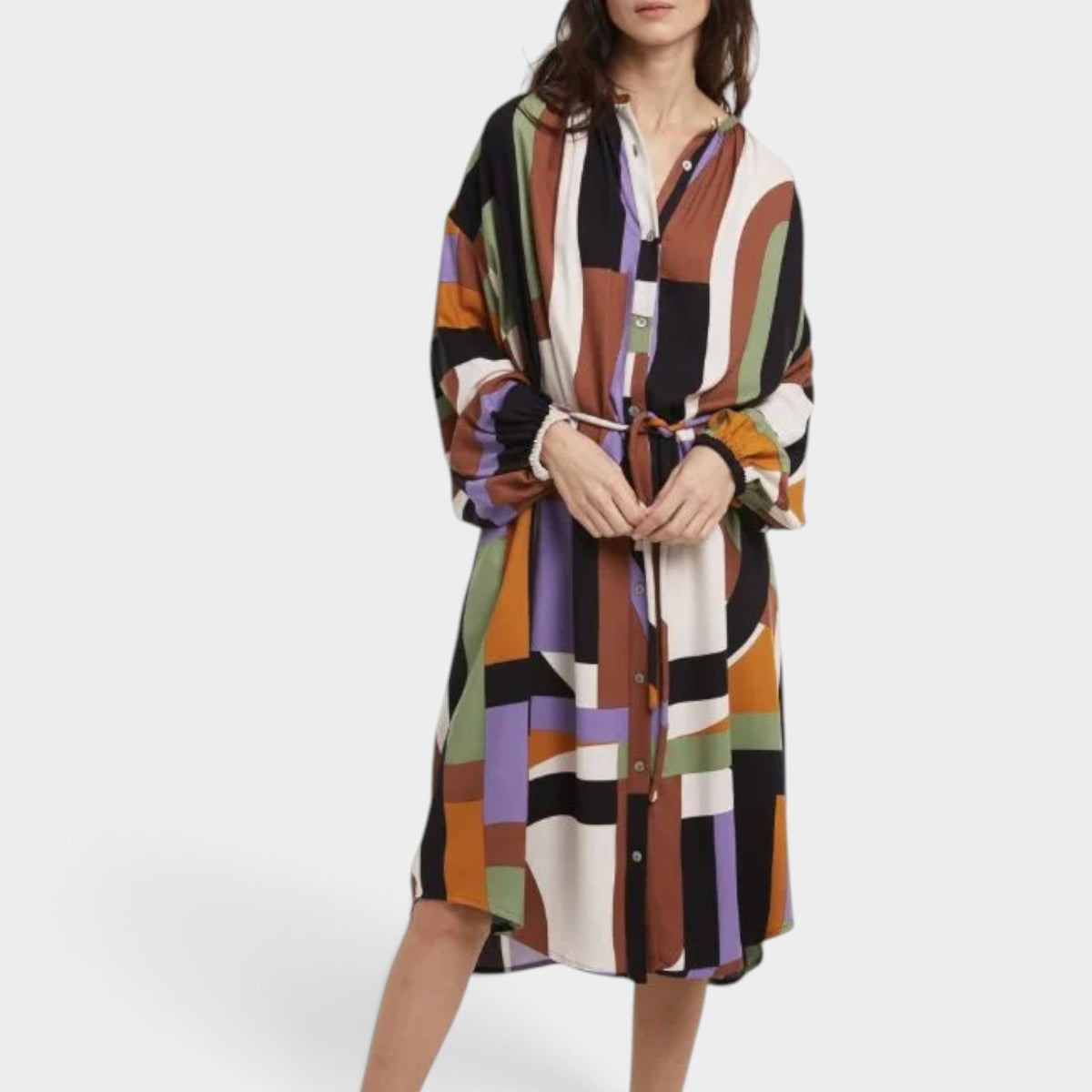 Mapoésie Paradis Supersonic Brown Purple Viscose Print Dress Medium ~ Large